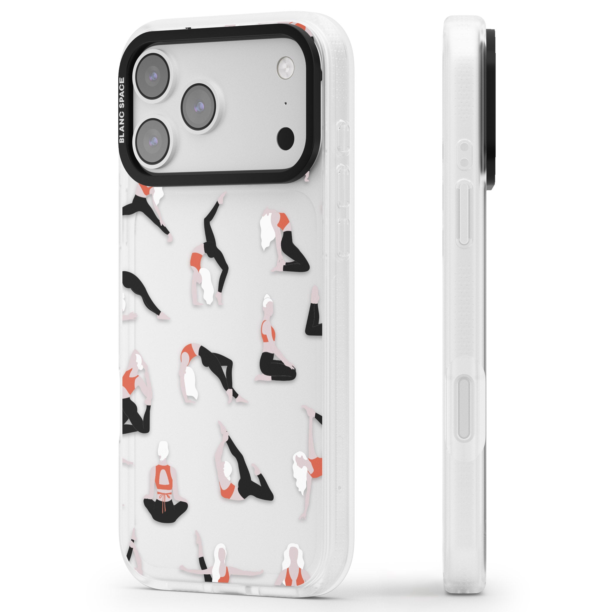 Yoga Poses Clear iPhone 17 Pro Impact Air Clear Phone Case Side Profile