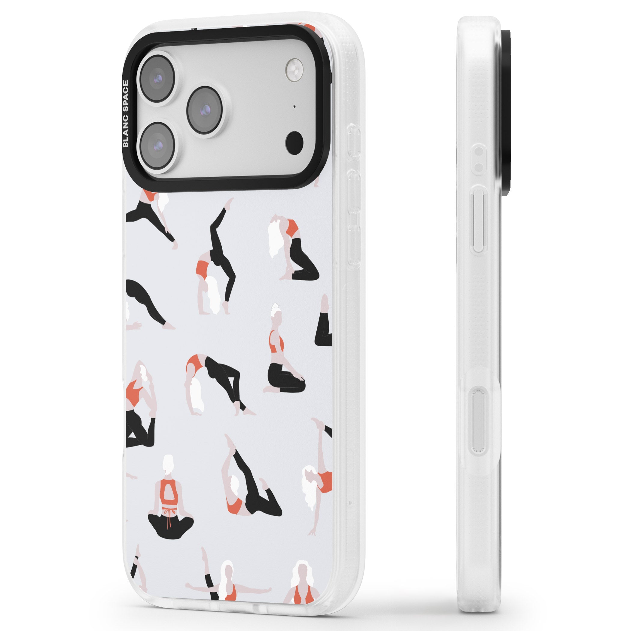Yoga Poses Standard iPhone 17 Pro Impact Air Clear Phone Case Side Profile