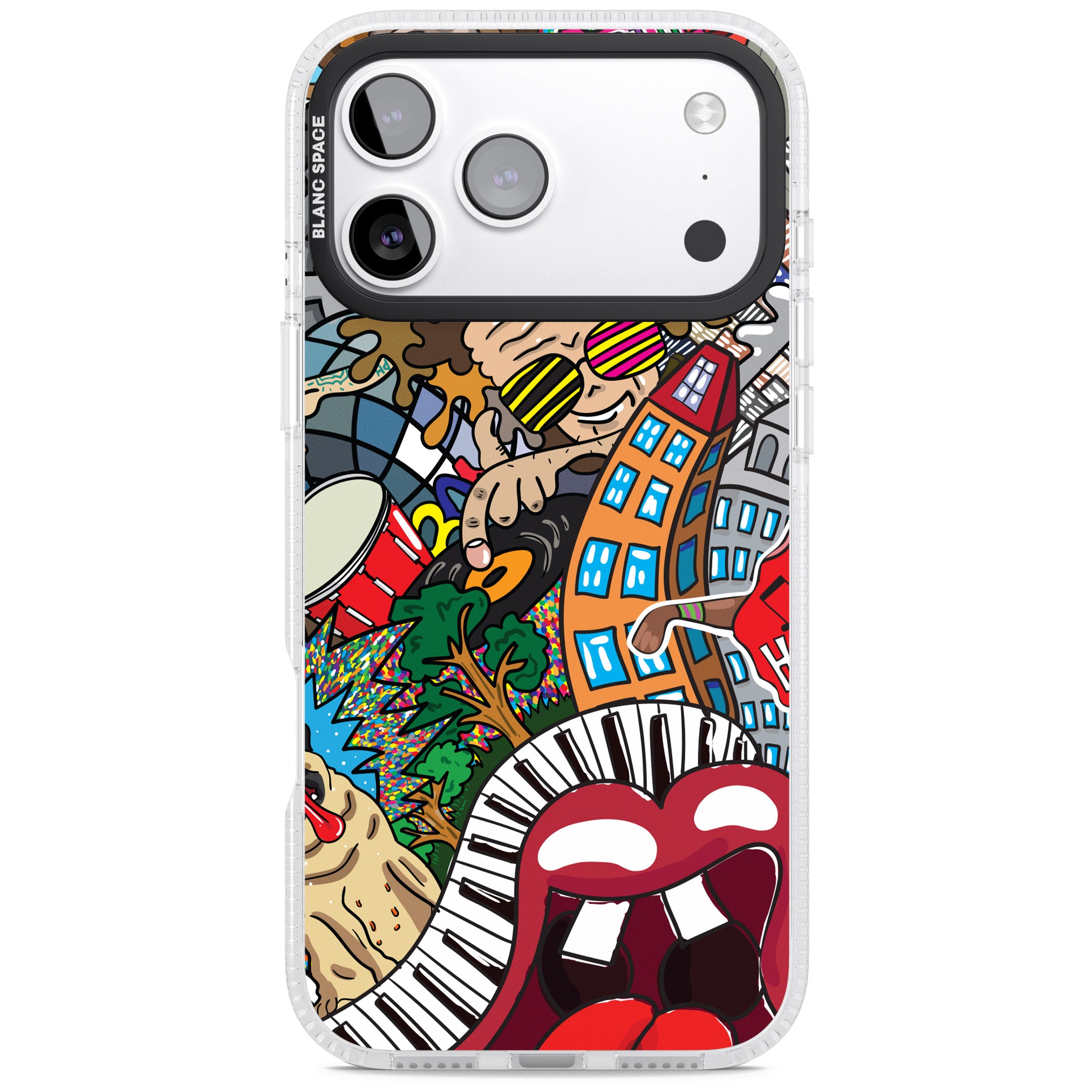 Funky Music City iPhone 17 Pro Impact Air Clear Phone Case