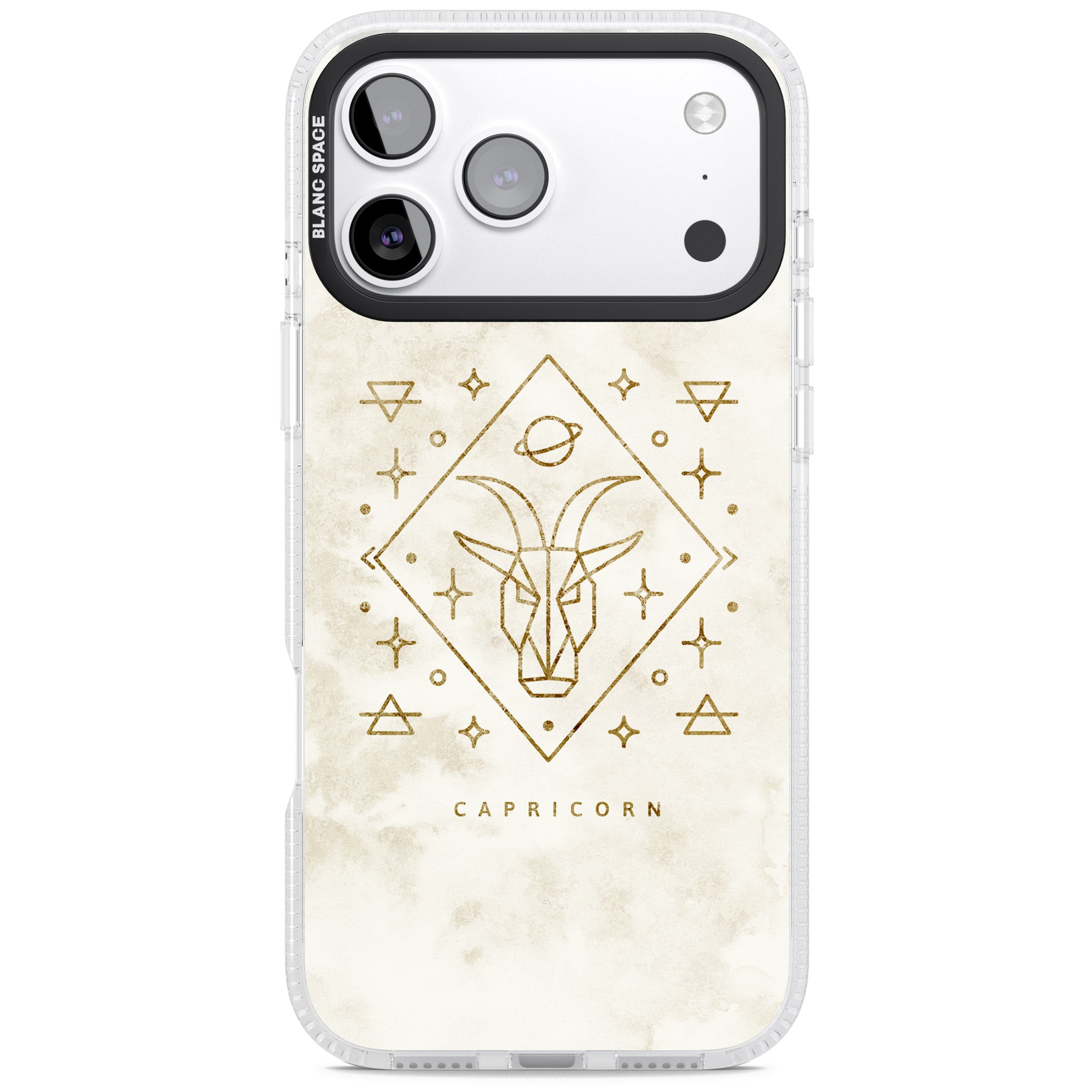 Capricorn Gold Zodiac Design iPhone 17 Pro Impact Air Clear Phone Case