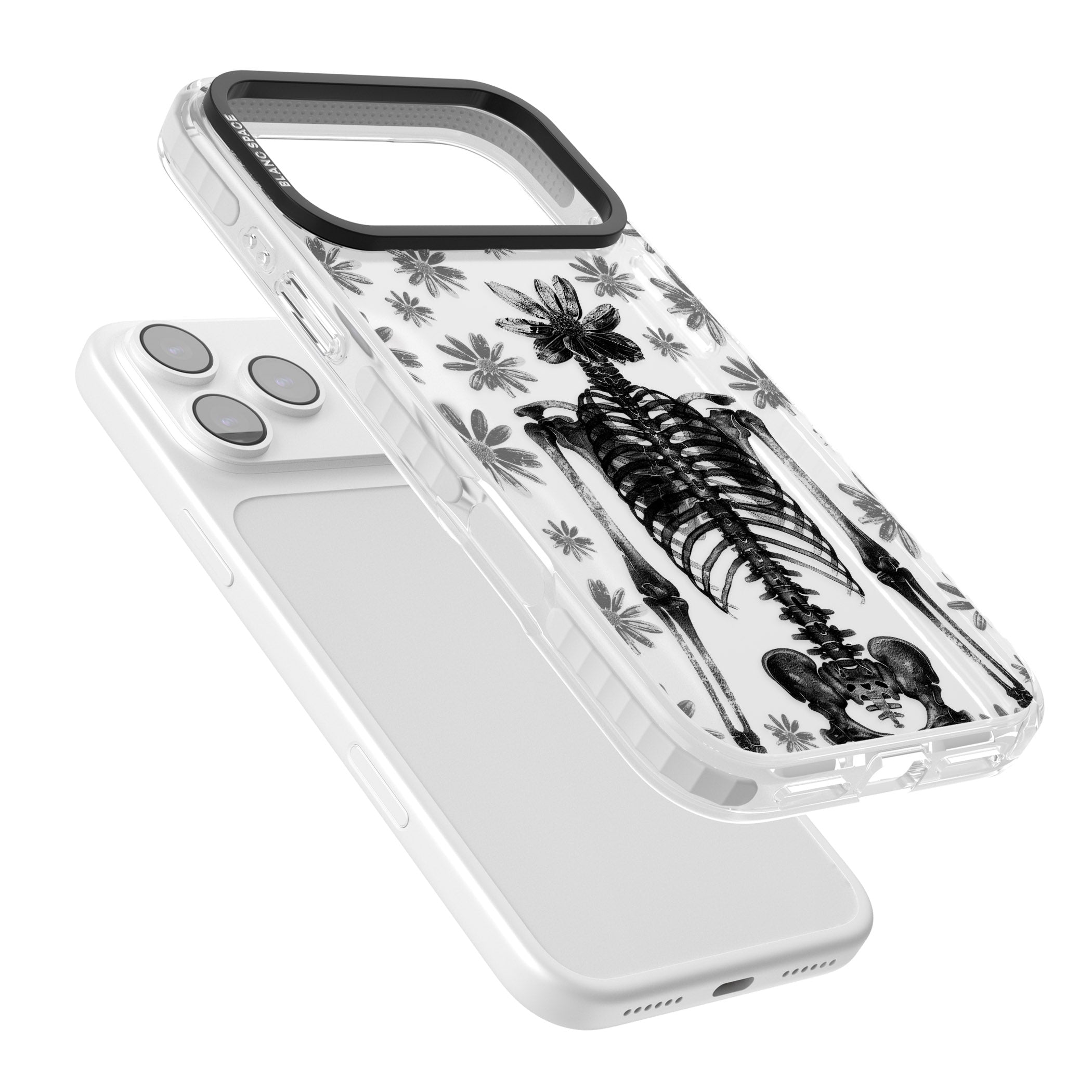 Skeleton Flower iPhone 17 Pro Impact Clear Phone Case Colours