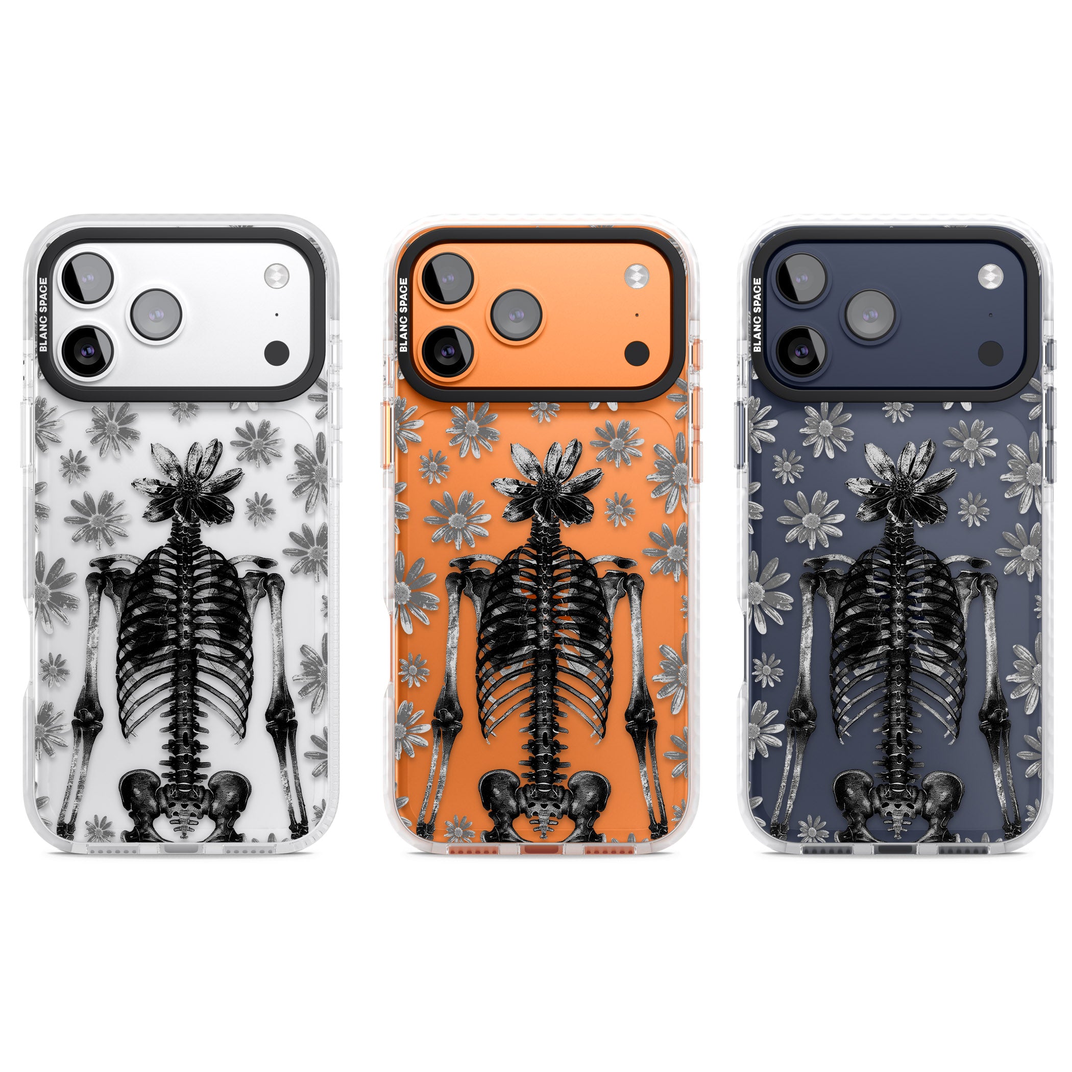 Skeleton Flower iPhone 17 Pro Impact Clear Phone Case APT Impact Protection