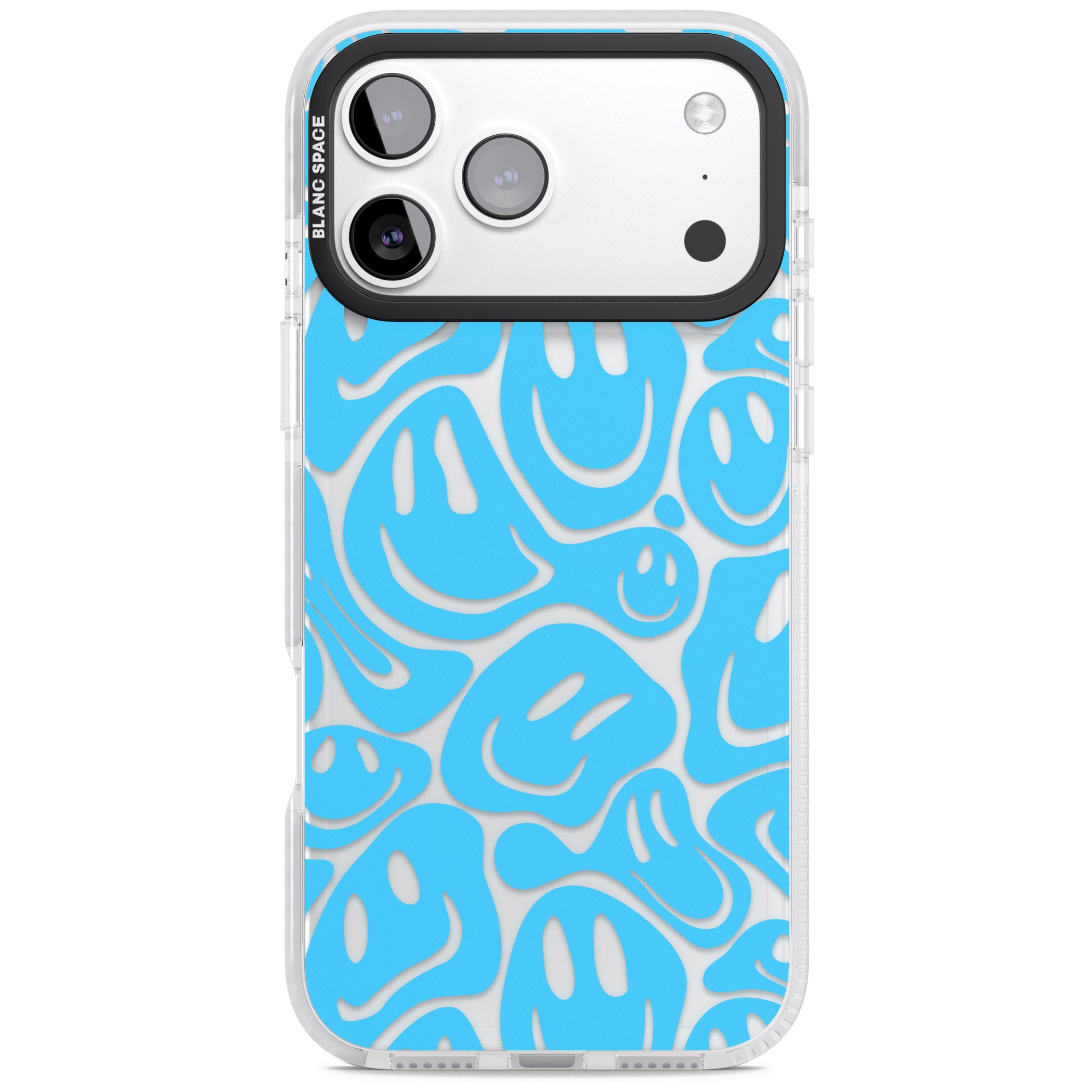 Blue Acid Faces iPhone 17 Pro Impact Clear Phone Case