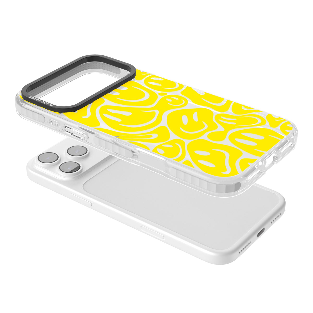 Yellow Acid Faces iPhone 17 Pro Max Impact Clear Phone Case angled