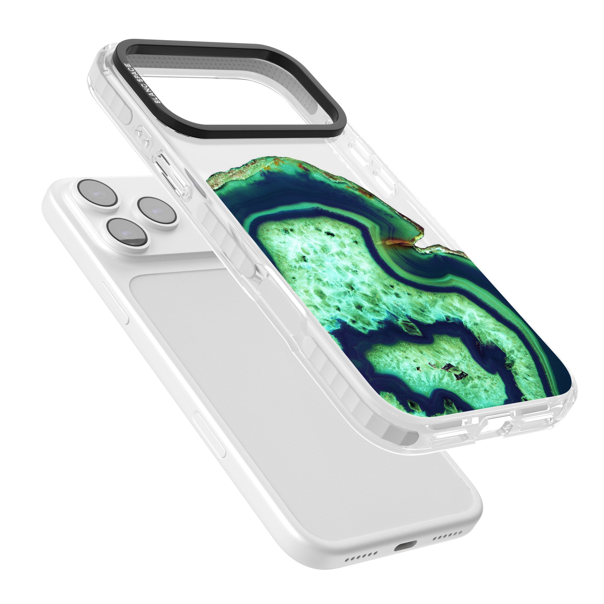 Emerald Agate Slice iPhone 17 Pro Impact Clear Phone Case Colours