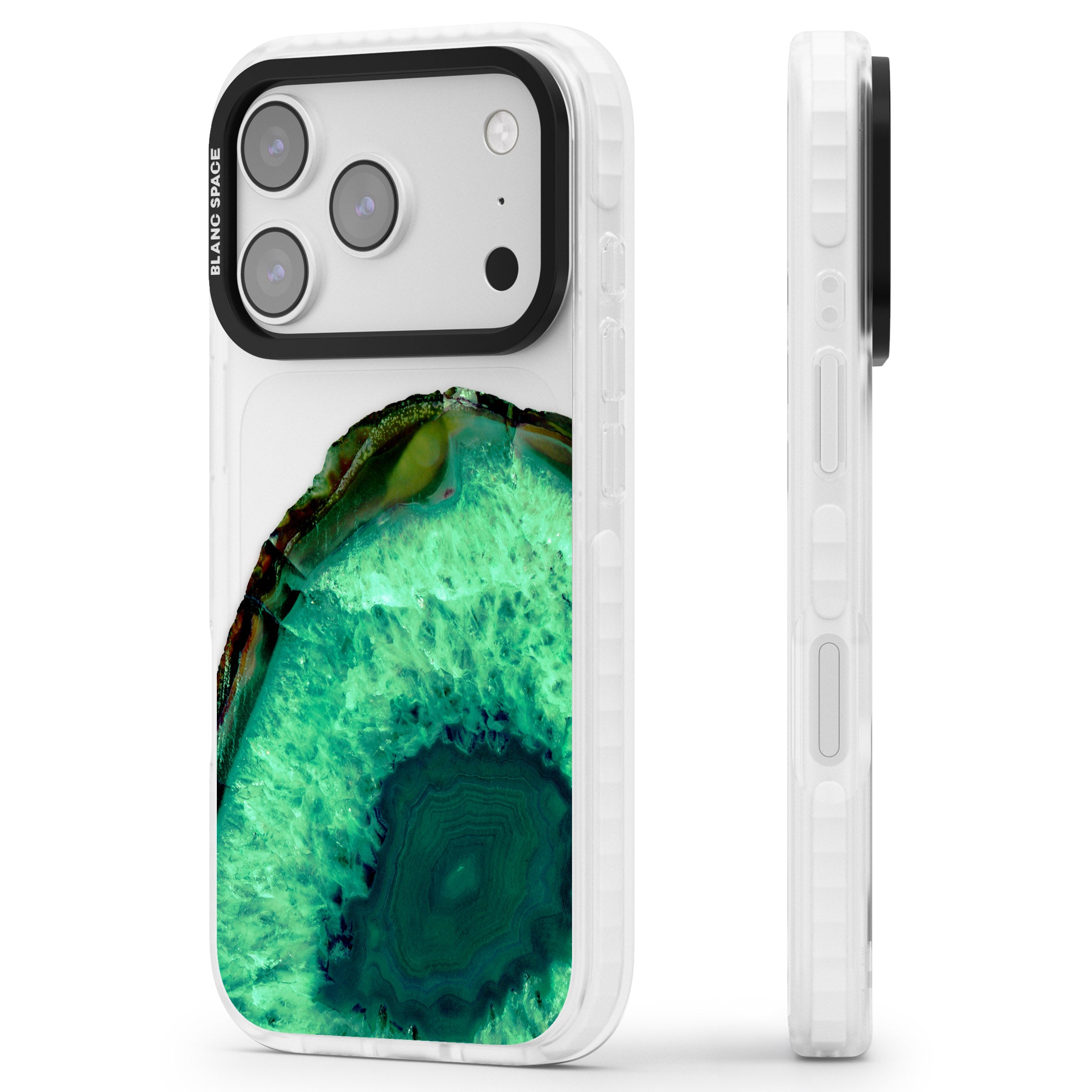 Emerald Geode iPhone 17 Pro Impact Clear Phone Case Side Profile