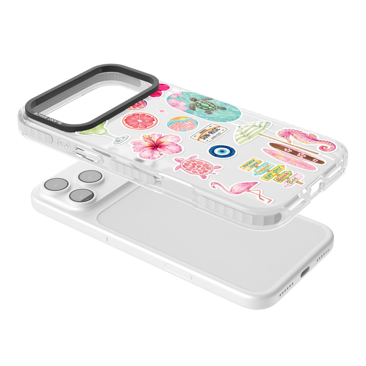 Aloha Sticker Mix iPhone 17 Pro Max Impact Clear Phone Case angled
