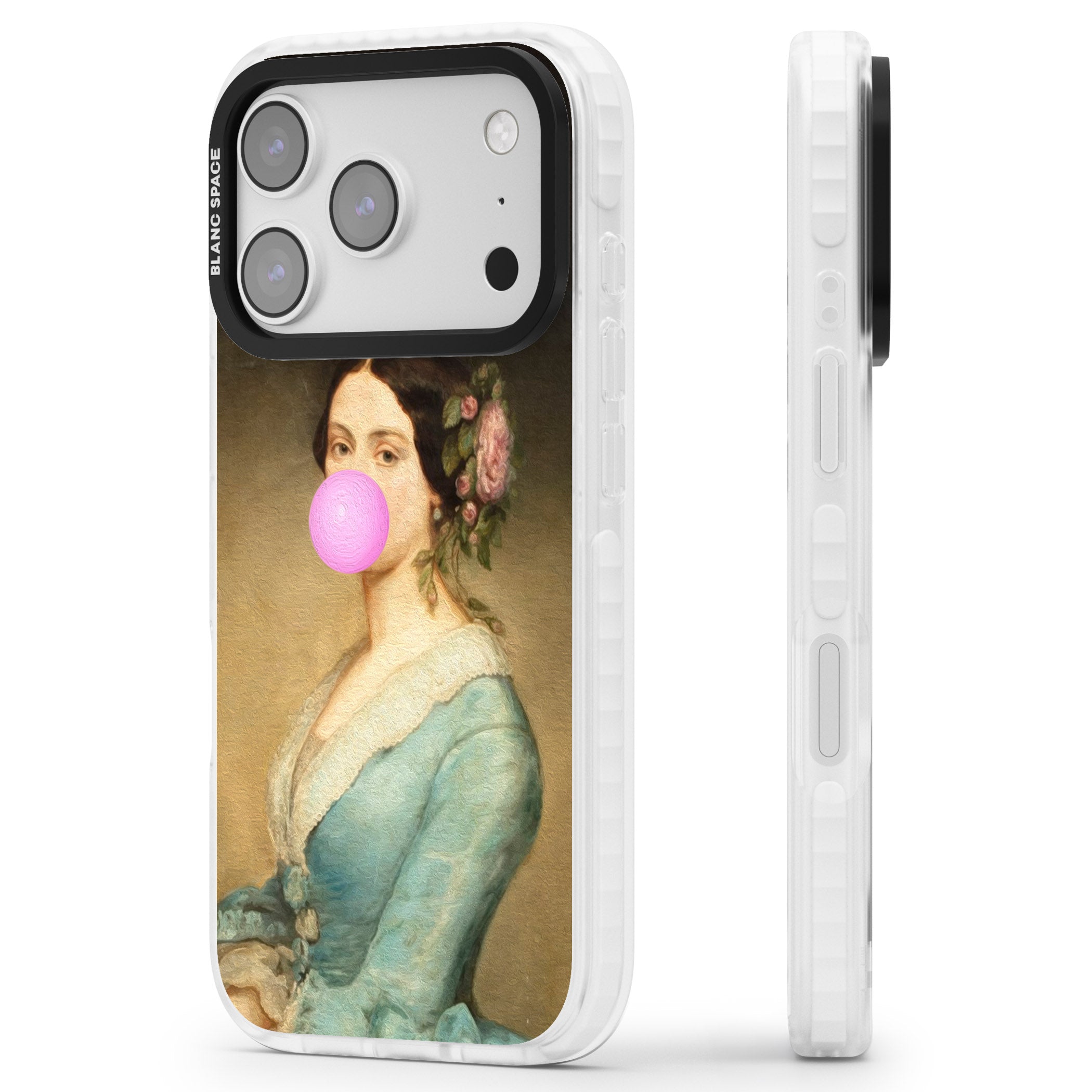 Bubblegum Renaissance iPhone 17 Pro Impact Clear Phone Case Side Profile