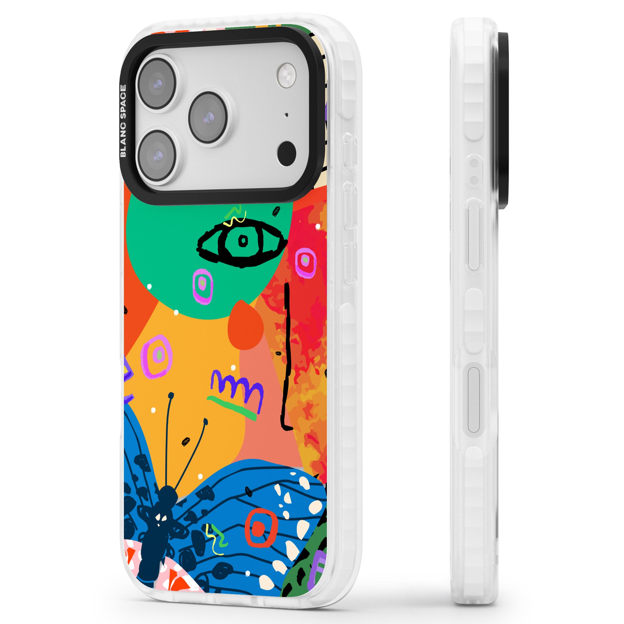 Abstract Butterfly iPhone 17 Pro Impact Clear Phone Case Side Profile