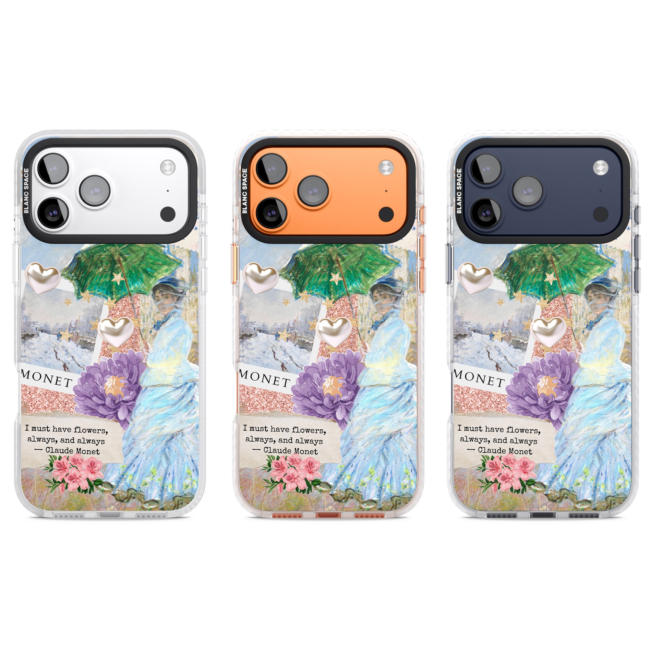 Monet 'Must Have Flowers' Collage iPhone 17 Pro Impact Clear Phone Case APT Impact Protection