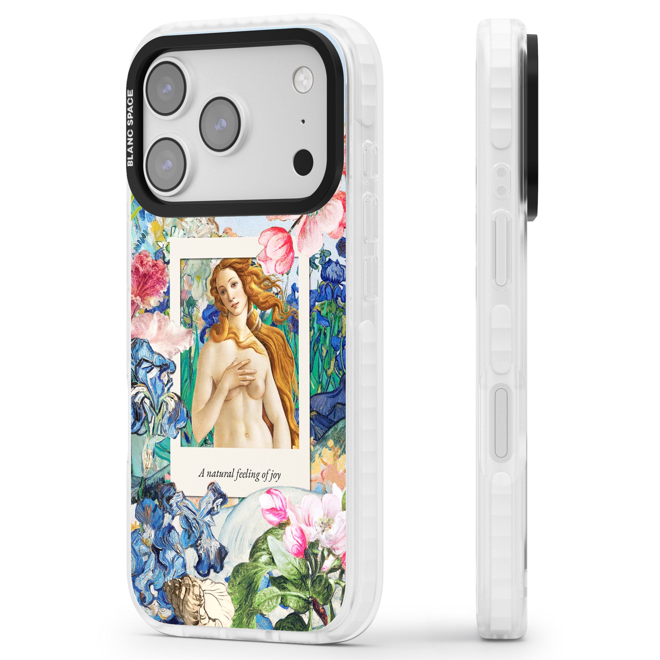 Botticelli Venus iPhone 17 Pro Impact Clear Phone Case Side Profile