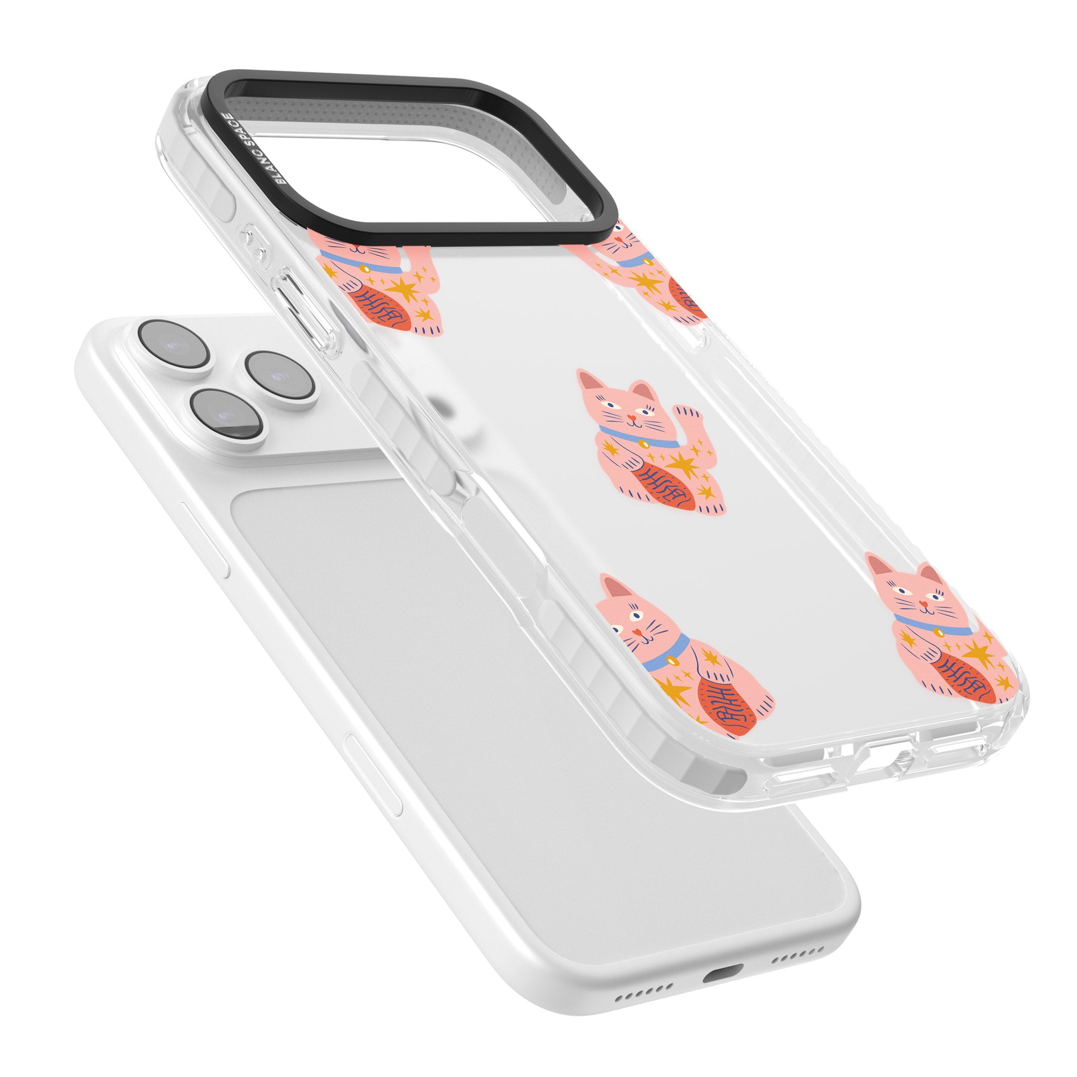 Waving Cat Pattern iPhone 17 Pro Impact Clear Phone Case Colours