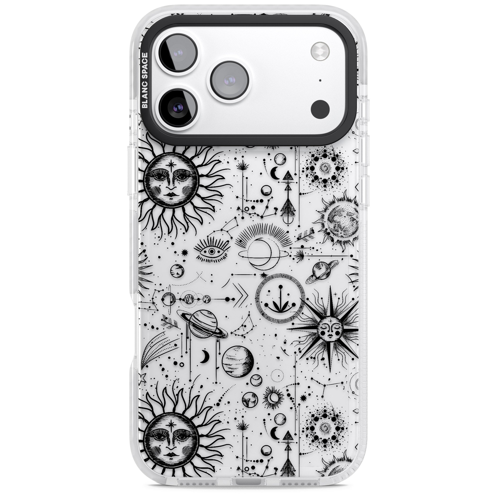 Cosmic Sun & Planets Zodiac iPhone 17 Pro Impact Clear Phone Case