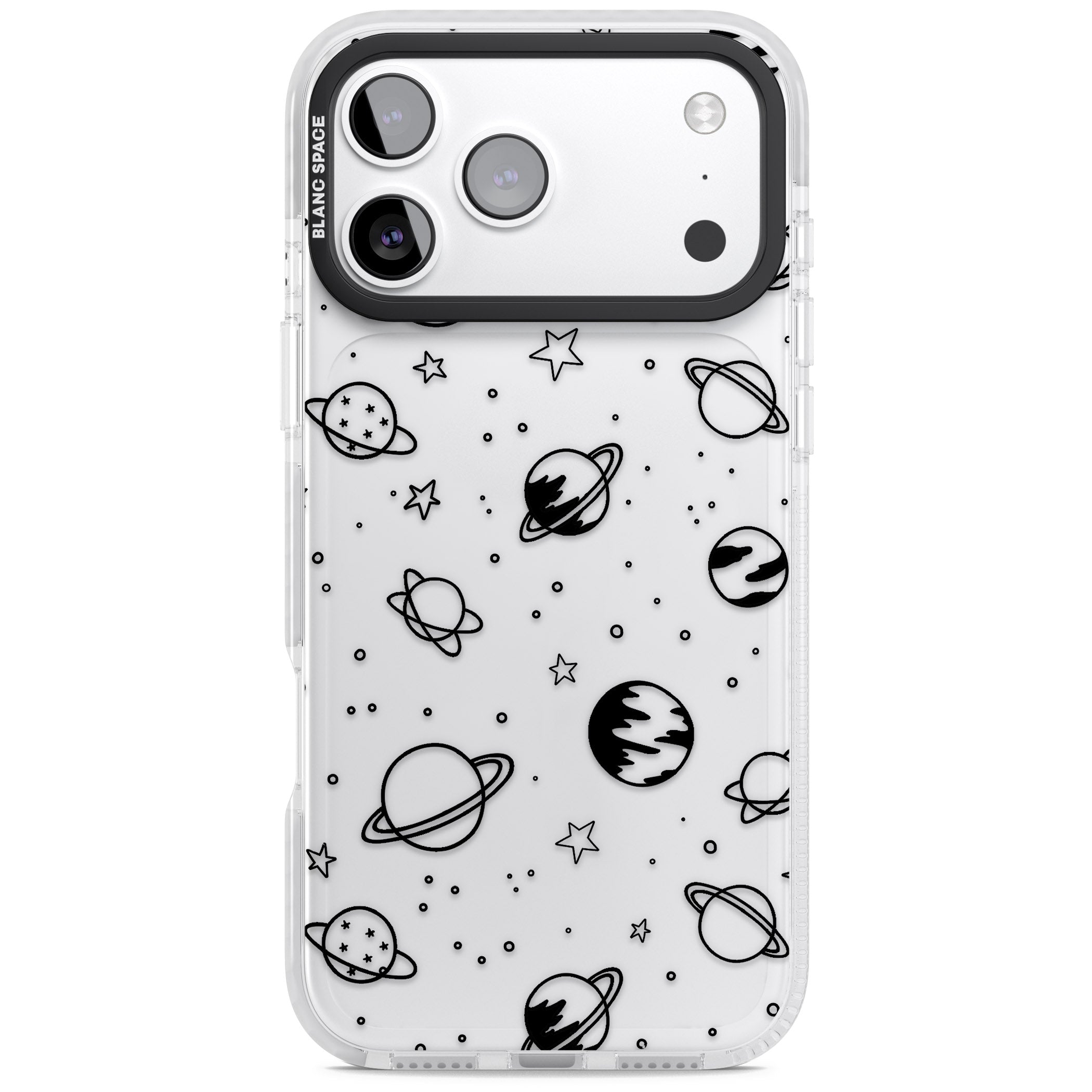 Cosmic Sketch Black Clear iPhone 17 Pro Impact Clear Phone Case