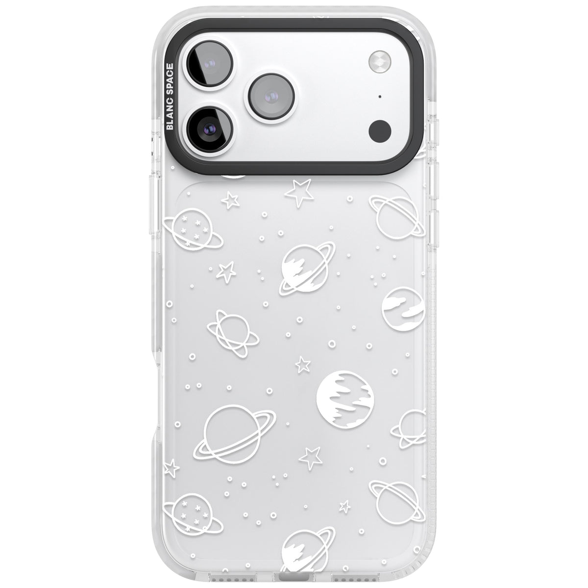 White Cosmic iPhone 17 Pro Max Impact Clear Phone Case front