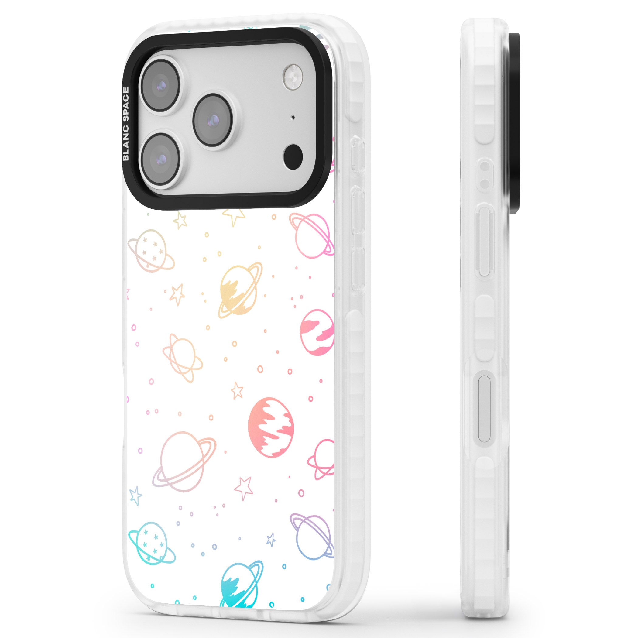 Pastel Cosmic Galaxy iPhone 17 Pro Impact Clear Phone Case Side Profile