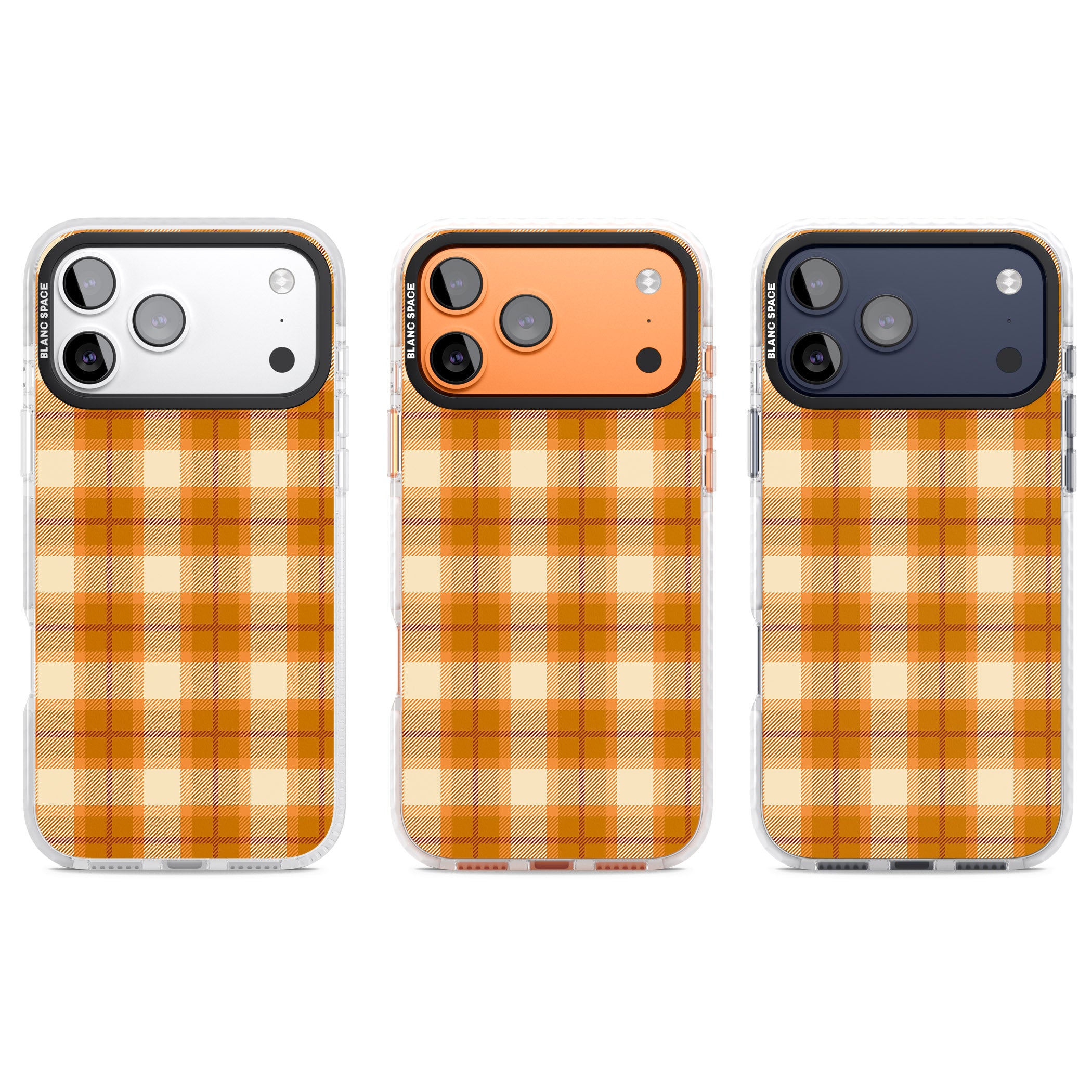 Pumpkin Plaid iPhone 17 Pro Impact Clear Phone Case APT Impact Protection