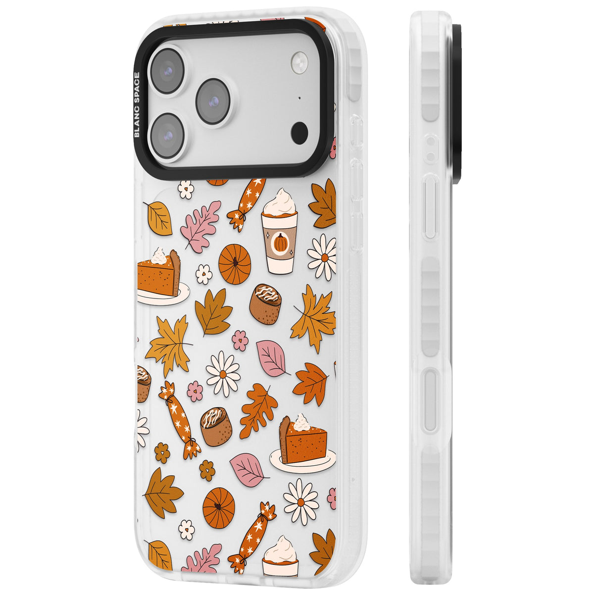 Pumpkin Spice iPhone 17 Pro Max Impact Clear Phone Case side
