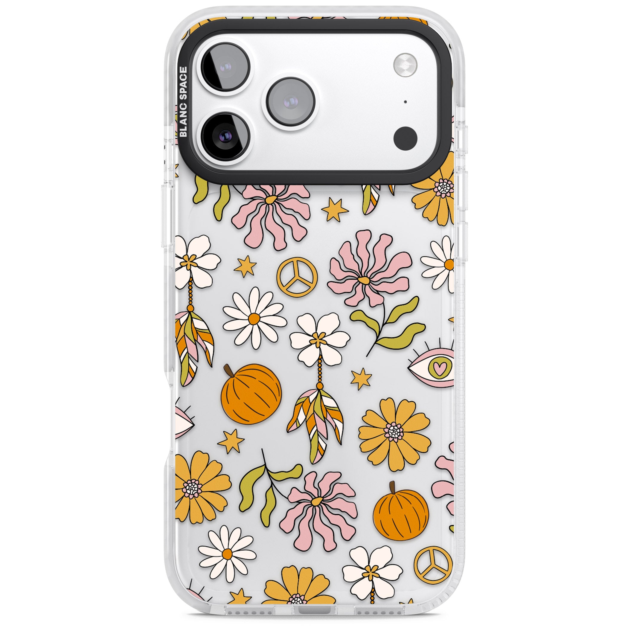 Retro Boho Fall Floral iPhone 17 Pro Impact Clear Phone Case