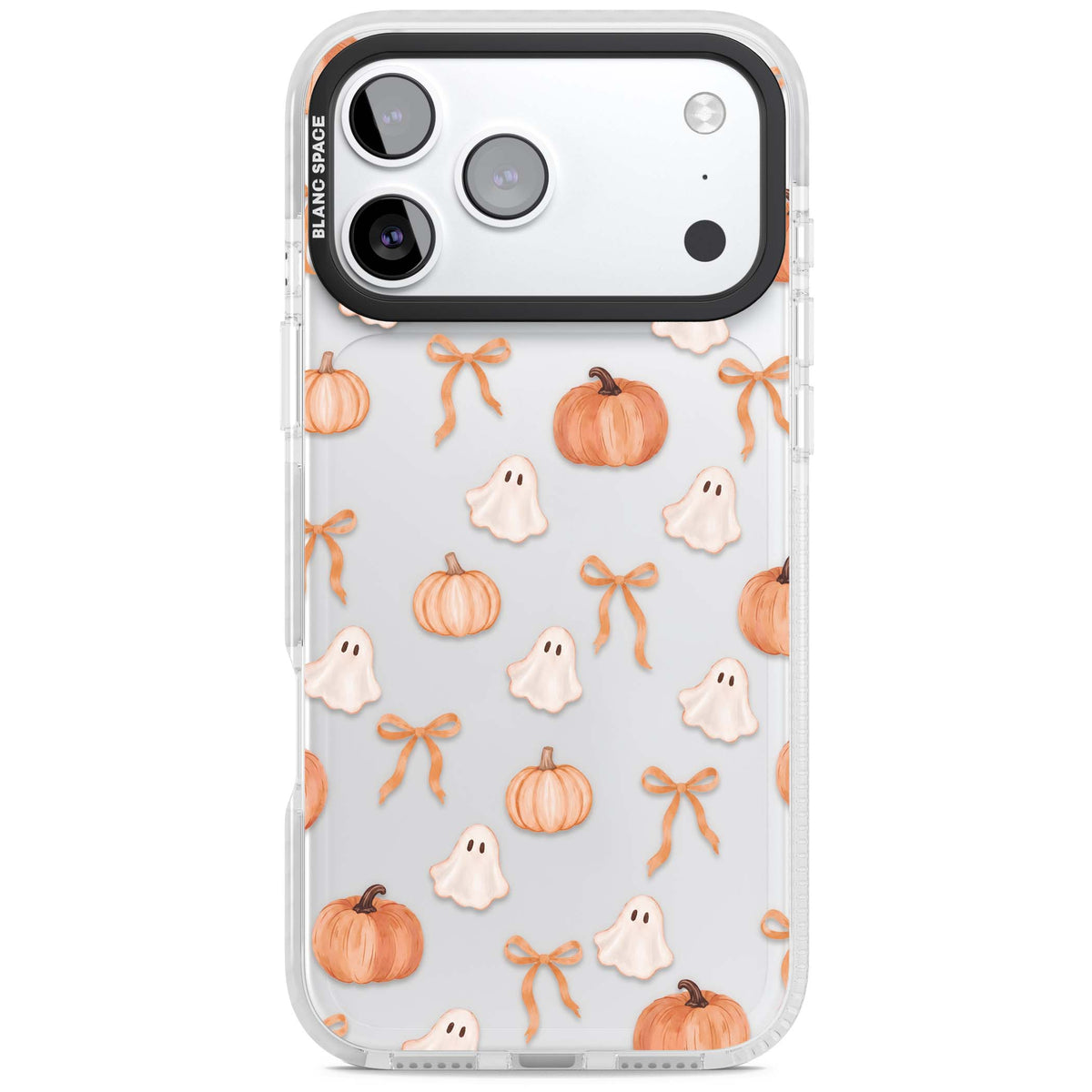 Bows, Ghosts & Pumpkins coquette iPhone case | Black Impact case for iPhone 17 Pro, iPhone 17 Pro Max