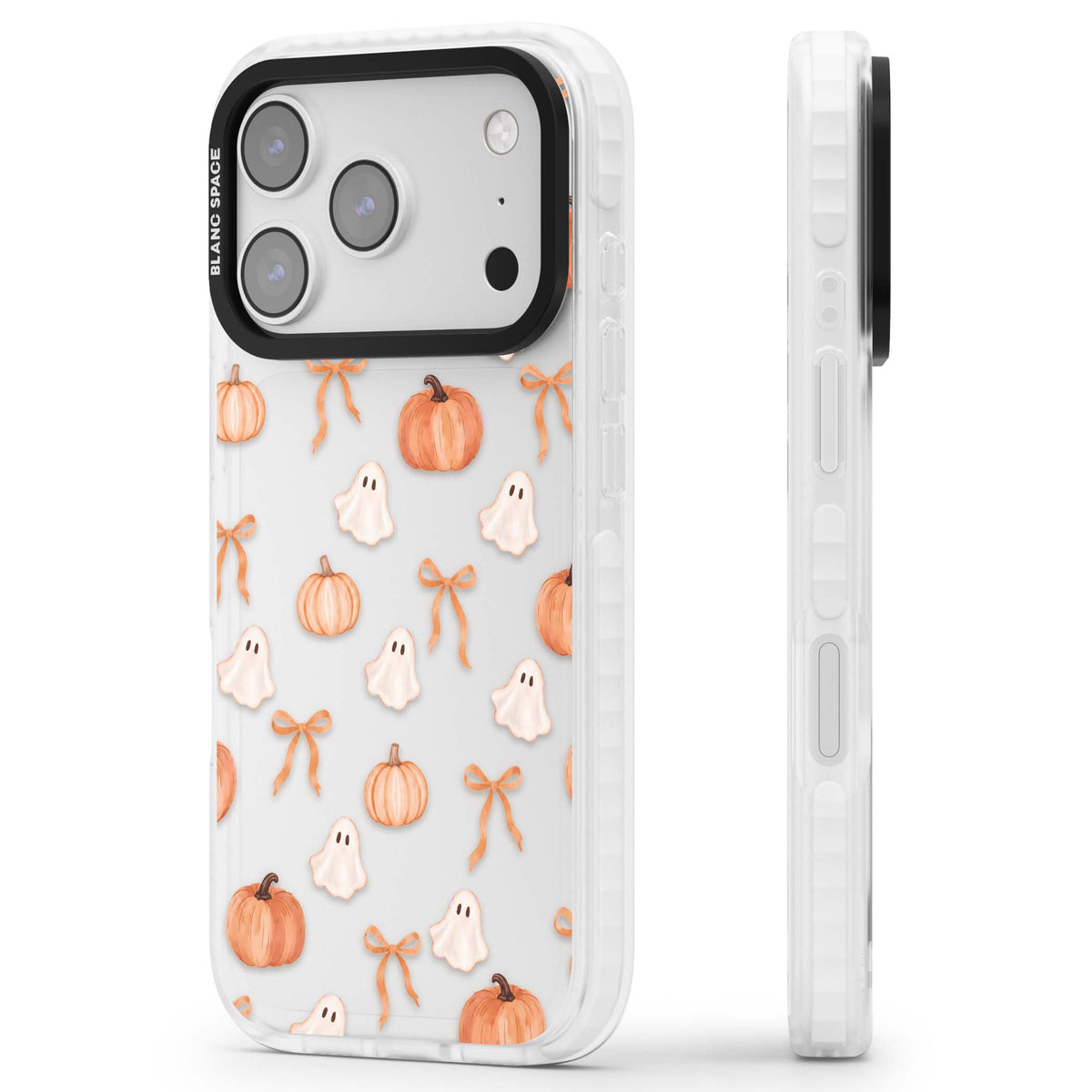 Bows, Ghosts & Pumpkins coquette iPhone case | Black Impact case for iPhone 17 Pro, iPhone 17 Pro Max
