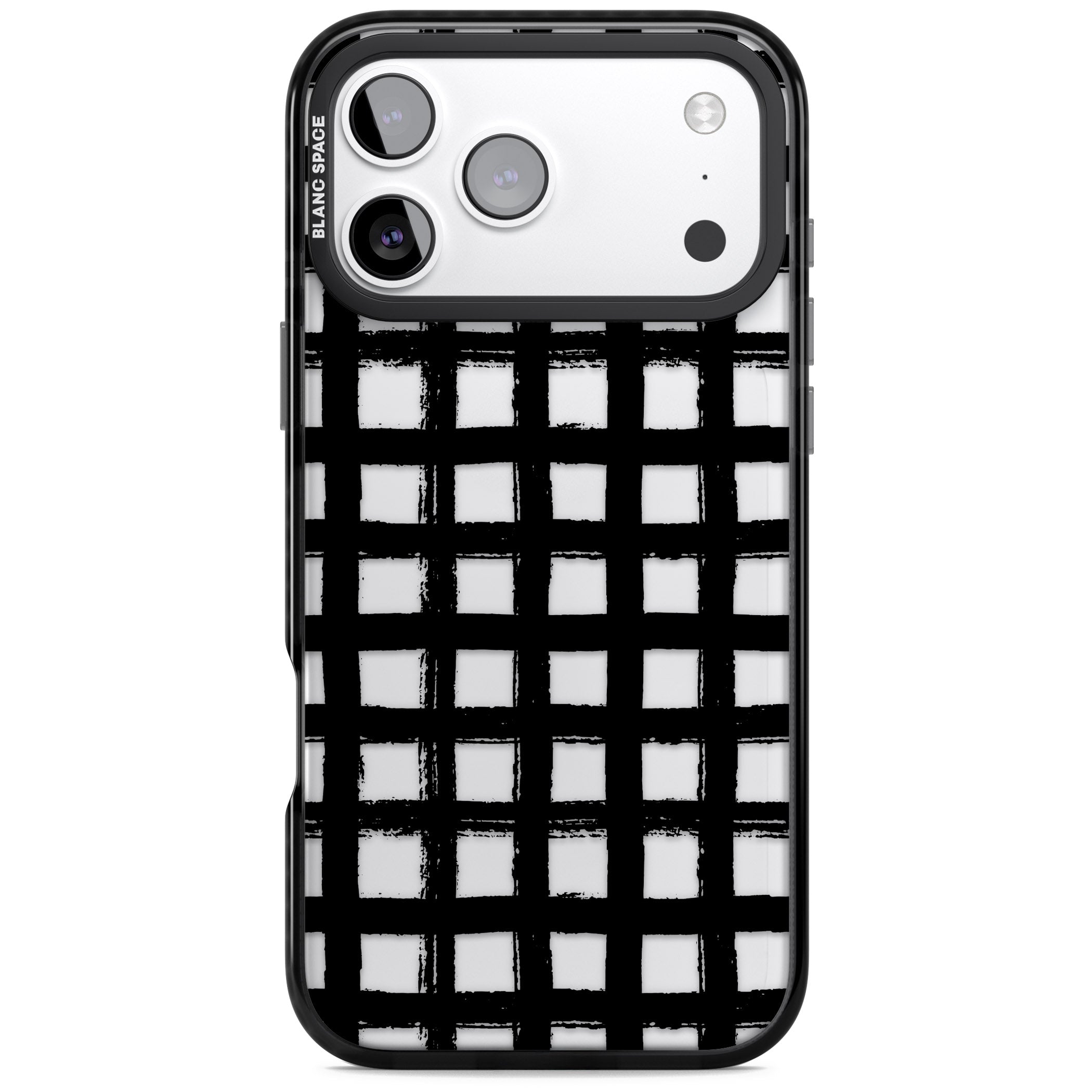 Messy Black Grid Clear iPhone 17 Pro Impact Black Phone Case