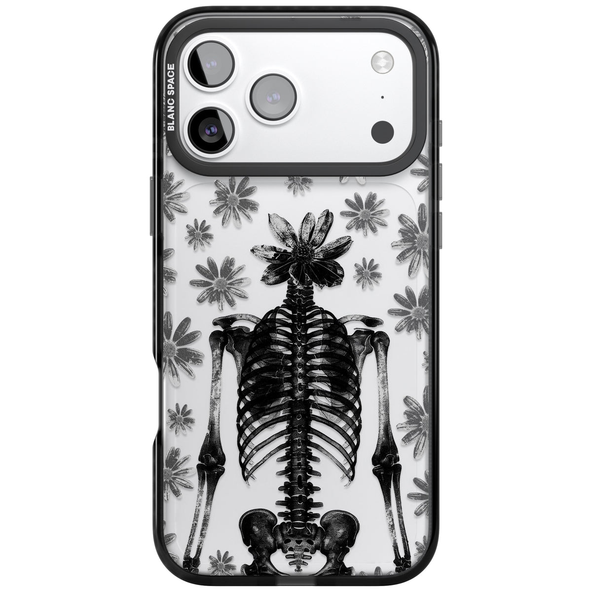 Skeleton Flower iPhone 17 Pro Max Impact Black Phone Case front