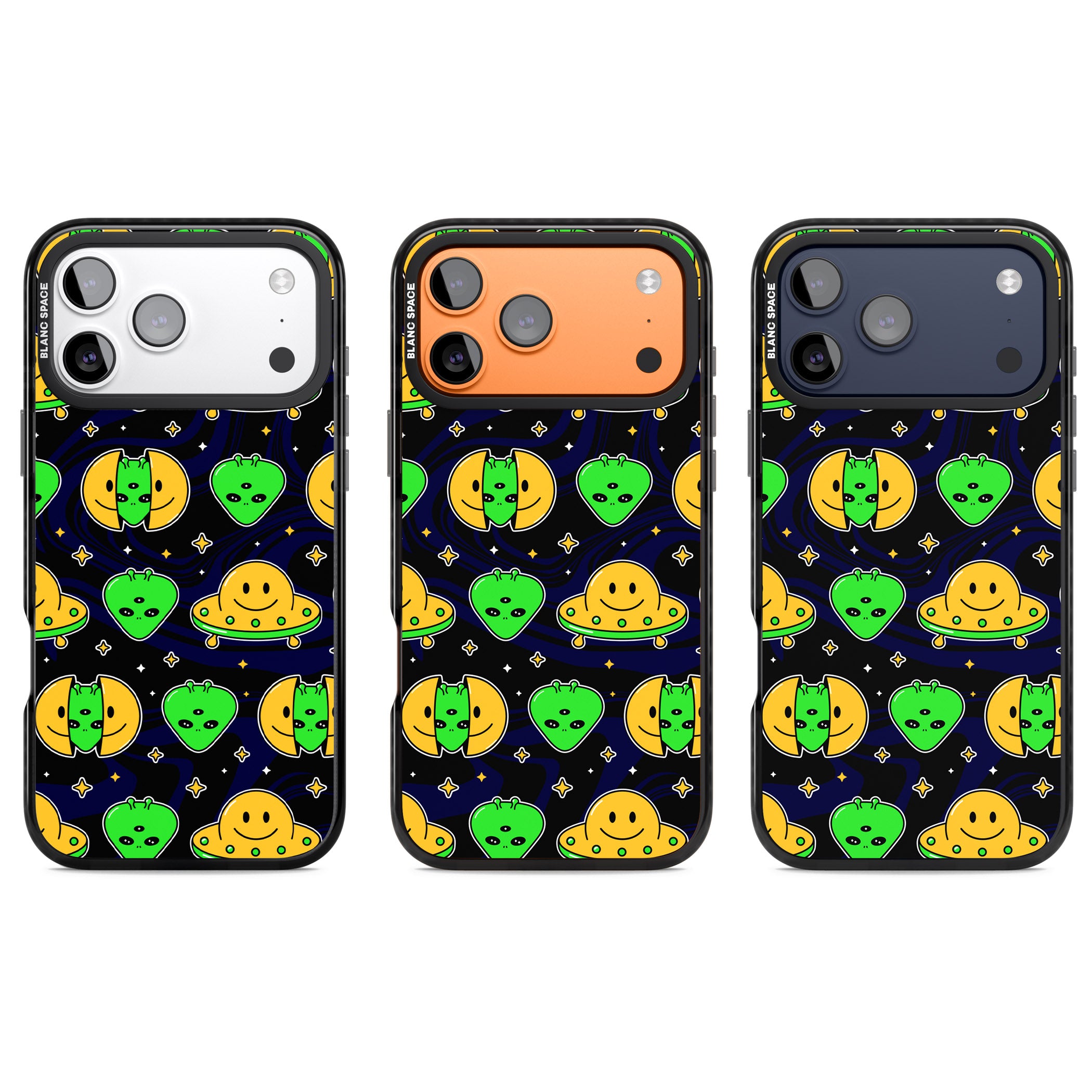 Alien Head Pattern iPhone 17 Pro Impact Black Phone Case APT Impact Protection