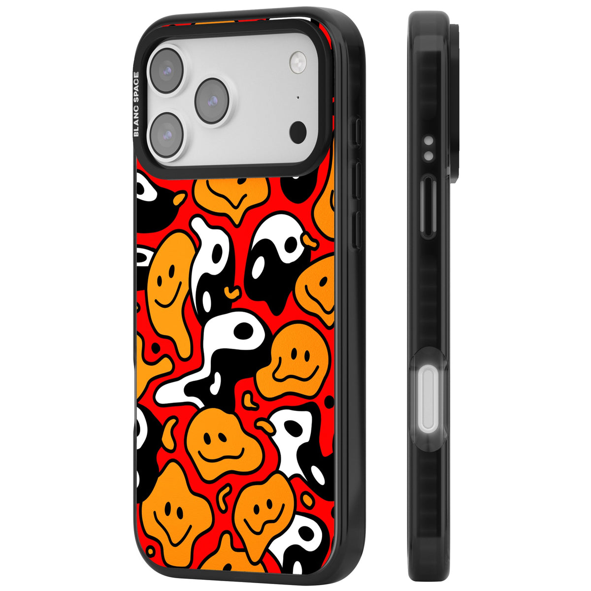 Yin Yang Acid Face iPhone 17 Pro Max Impact Black Phone Case side