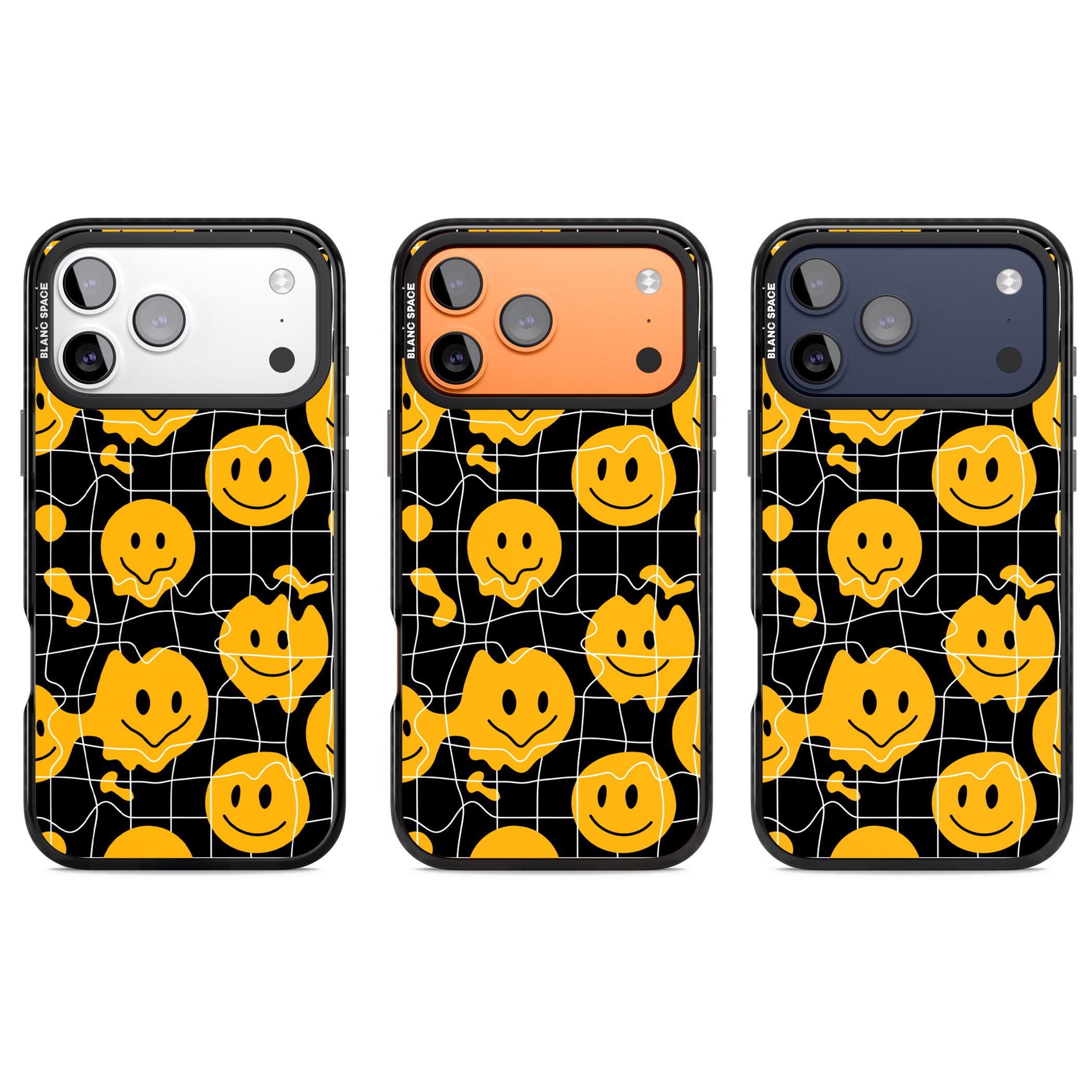 Acid Face Grid Pattern iPhone 17 Pro Impact Black Phone Case APT Impact Protection