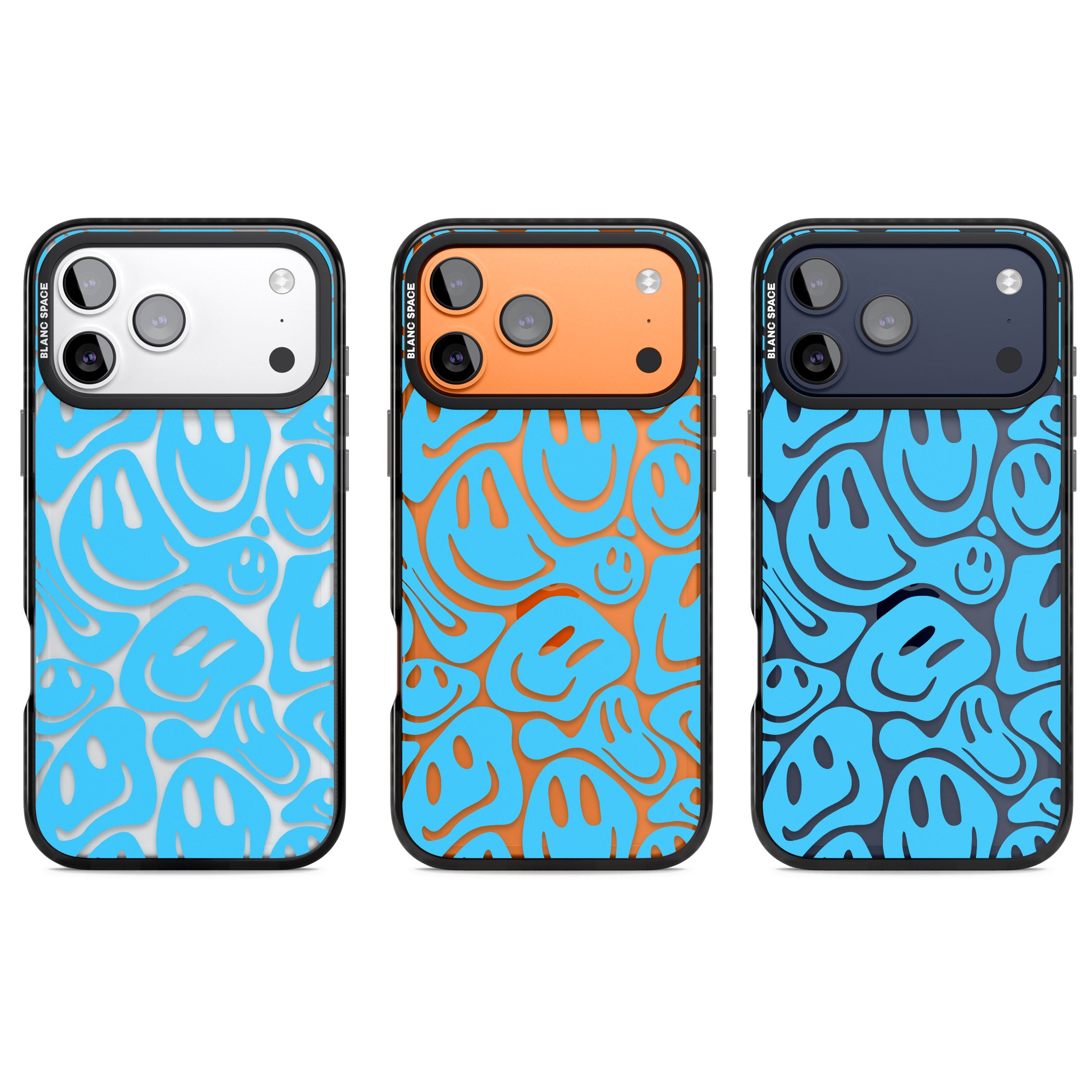 Blue Acid Faces iPhone 17 Pro Impact Black Phone Case APT Impact Protection