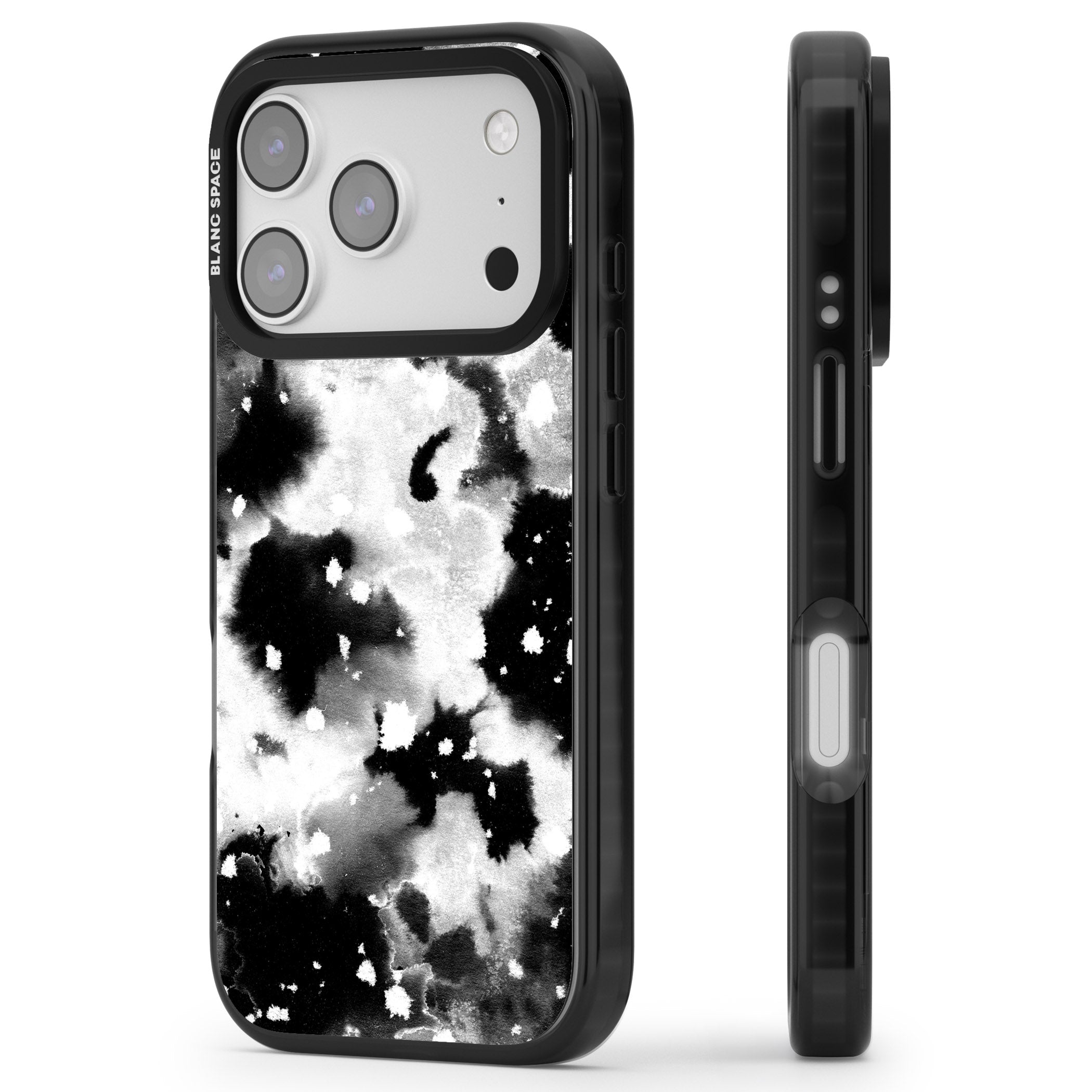 Acid Wash Ink Cloud iPhone 17 Pro Impact Black Phone Case Side Profile