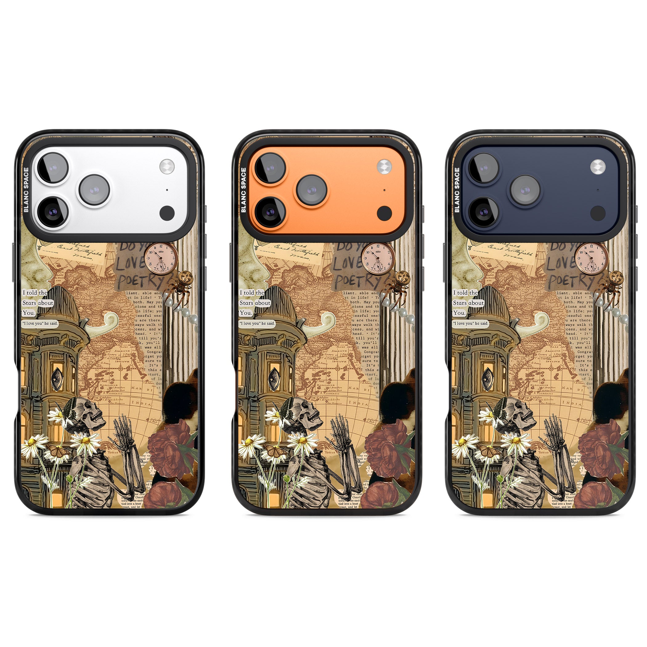 Skeleton Poetry iPhone 17 Pro Impact Black Phone Case APT Impact Protection