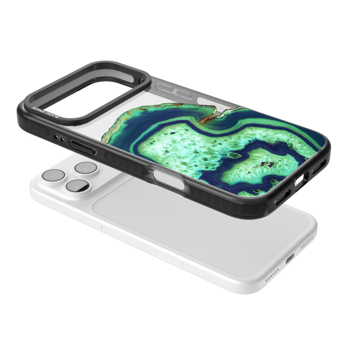 Emerald Agate Slice iPhone 17 Pro Max Impact Black Phone Case angled