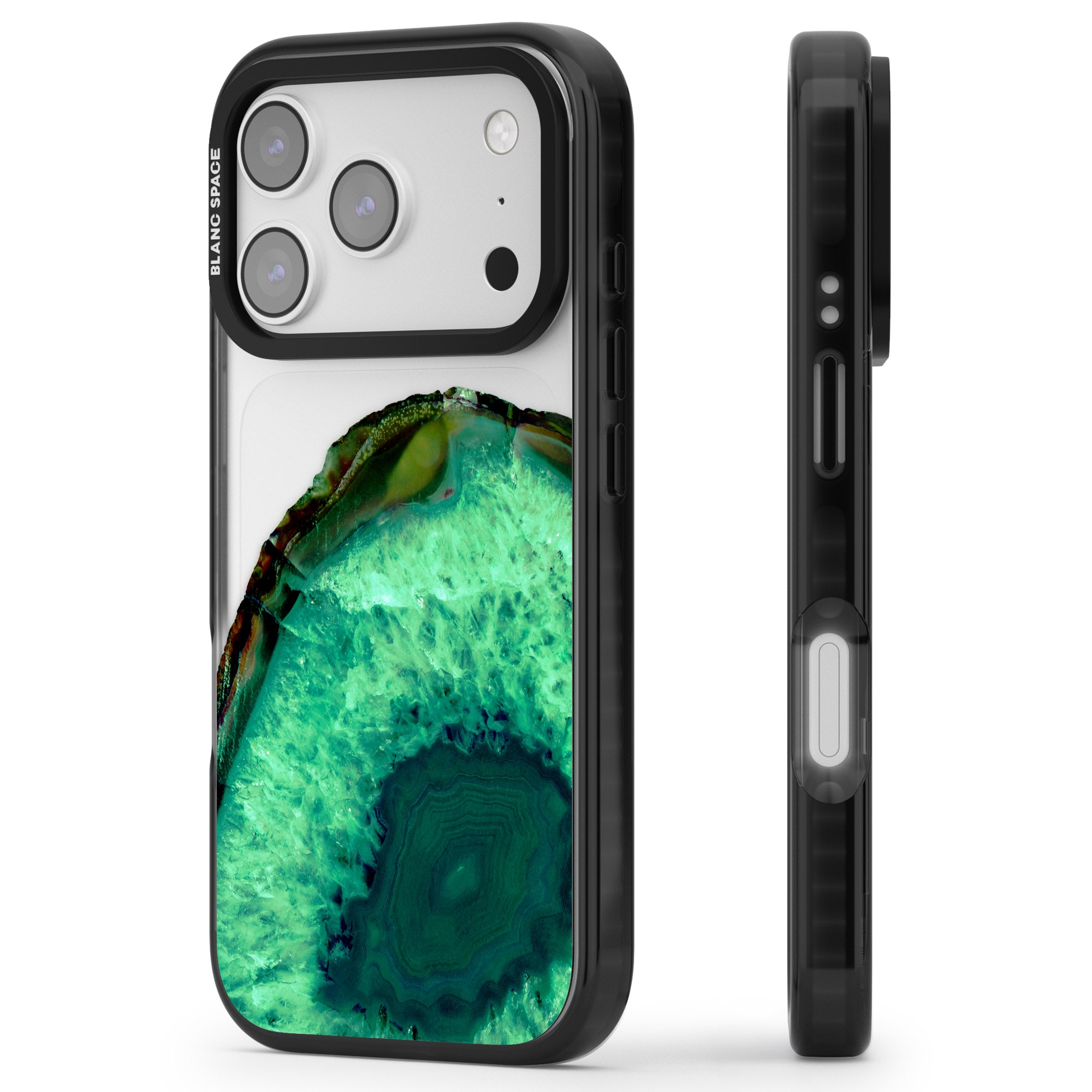 Emerald Geode iPhone 17 Pro Impact Black Phone Case Side Profile
