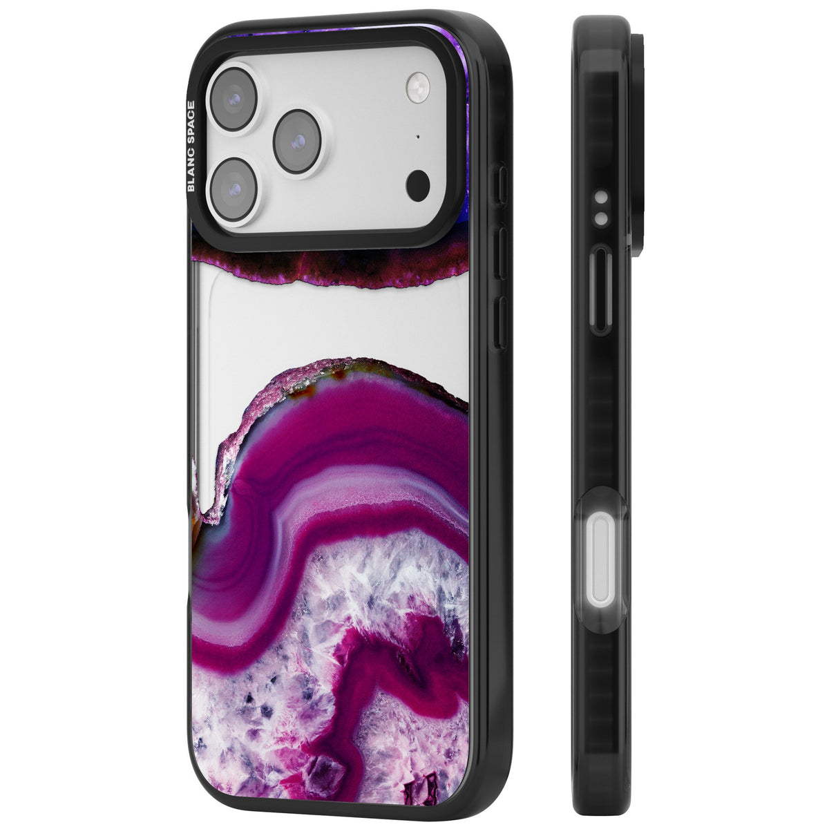 Amethyst Crystal Slice iPhone 17 Pro Max Impact Black Phone Case side
