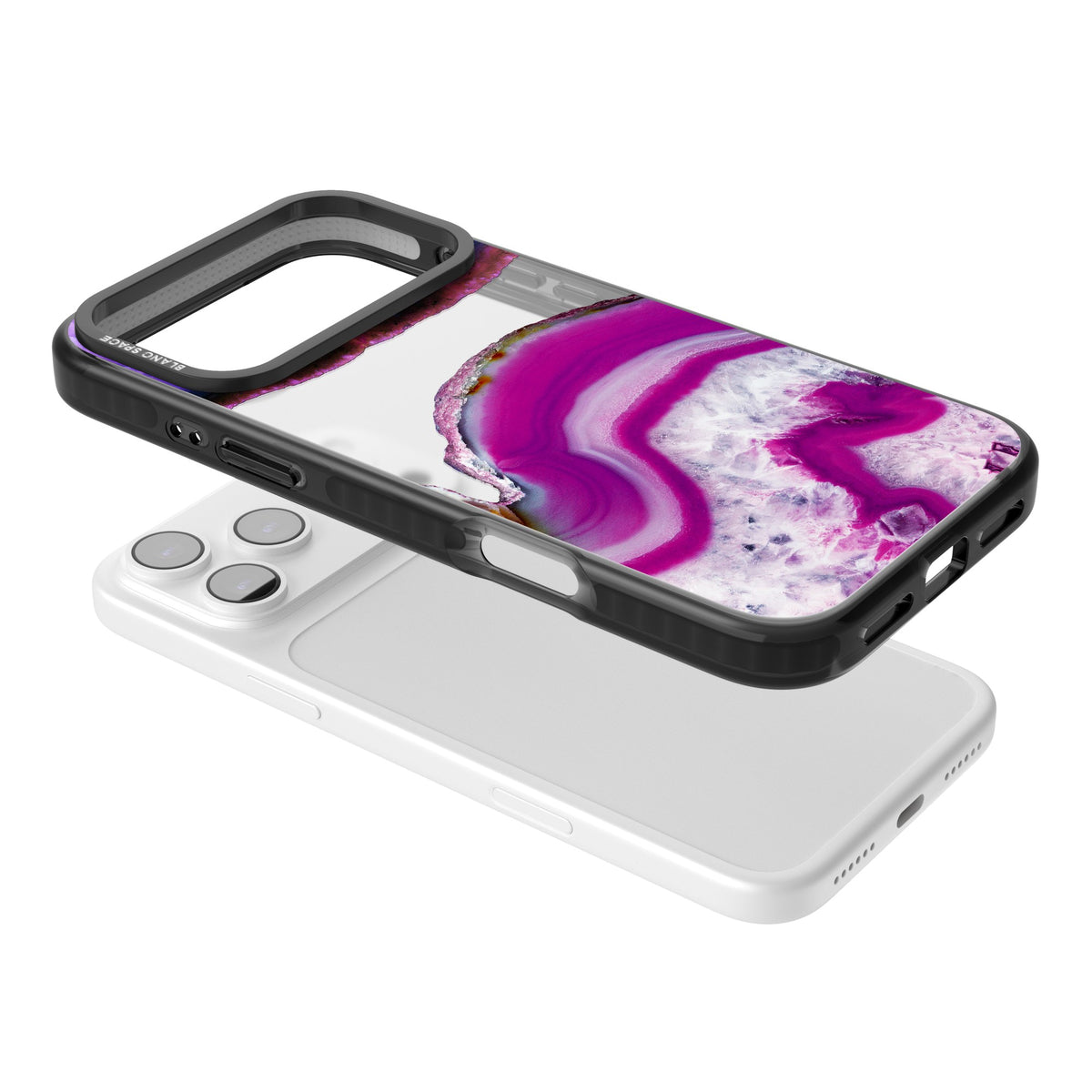 Amethyst Crystal Slice iPhone 17 Pro Max Impact Black Phone Case angled