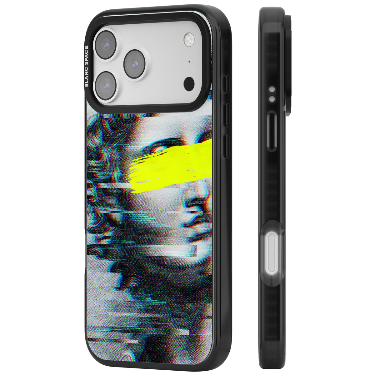 Glitched Fragment iPhone 17 Pro Max Impact Black Phone Case side