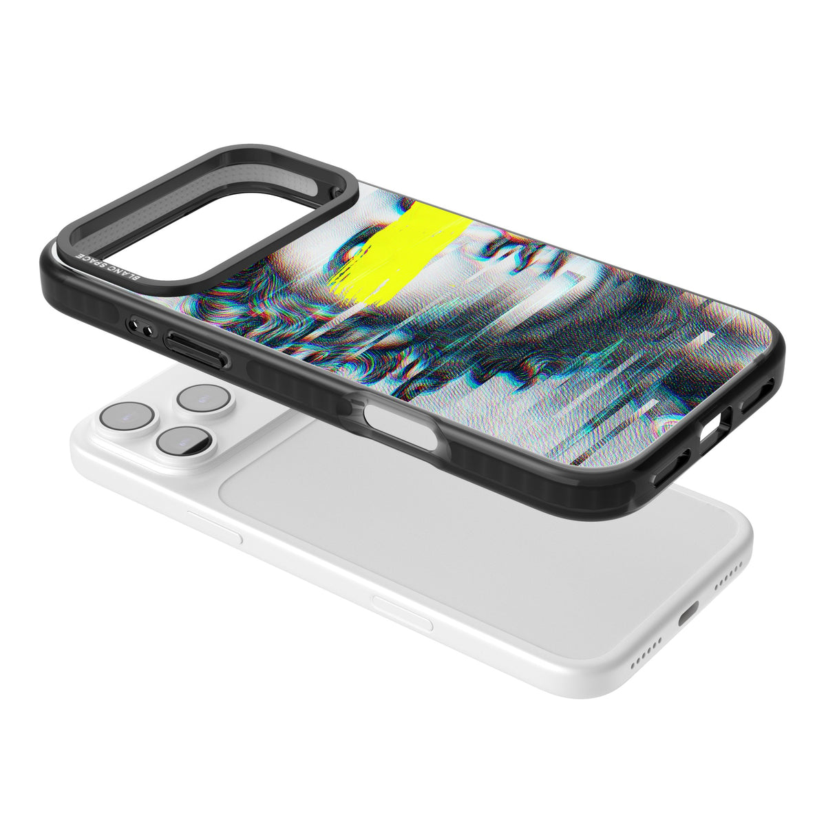 Glitched Fragment iPhone 17 Pro Max Impact Black Phone Case angled