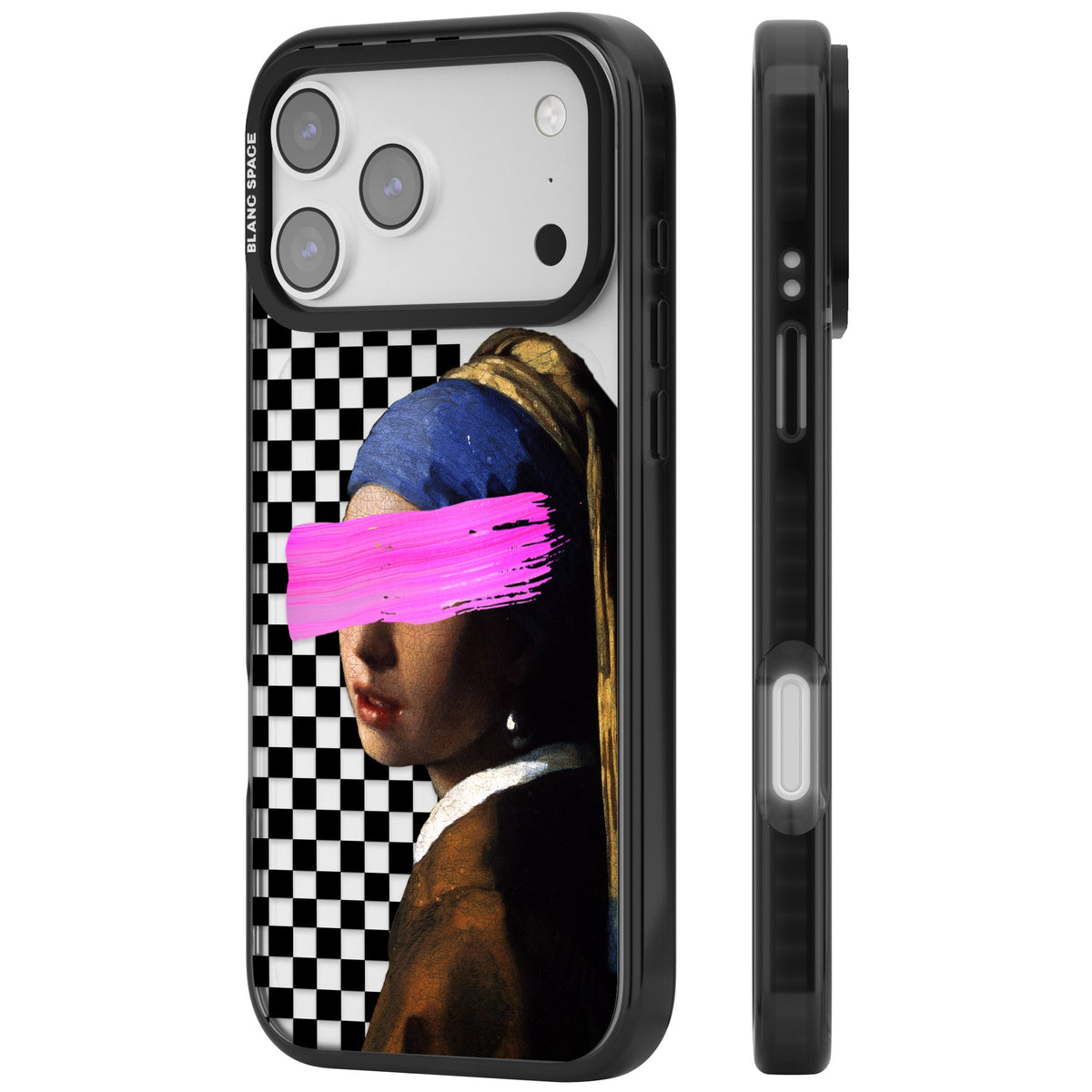 Abstract Pearl Girl iPhone 17 Pro Max Impact Black Phone Case side