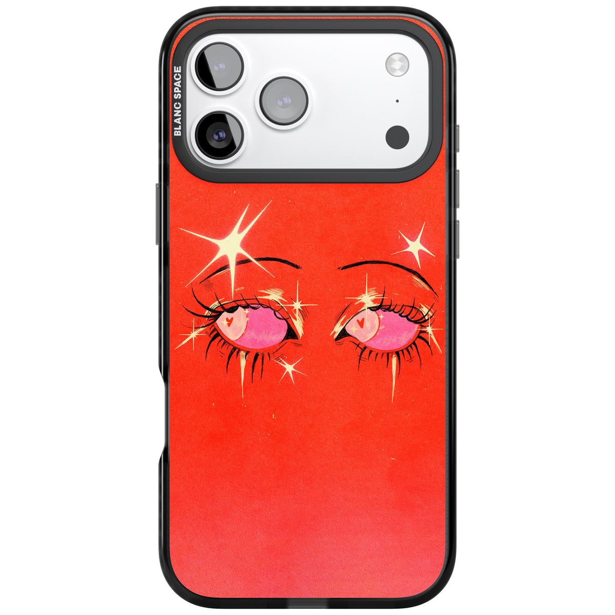 Pink Ethereal Eyes iPhone 17 Pro Max Impact Black Phone Case front