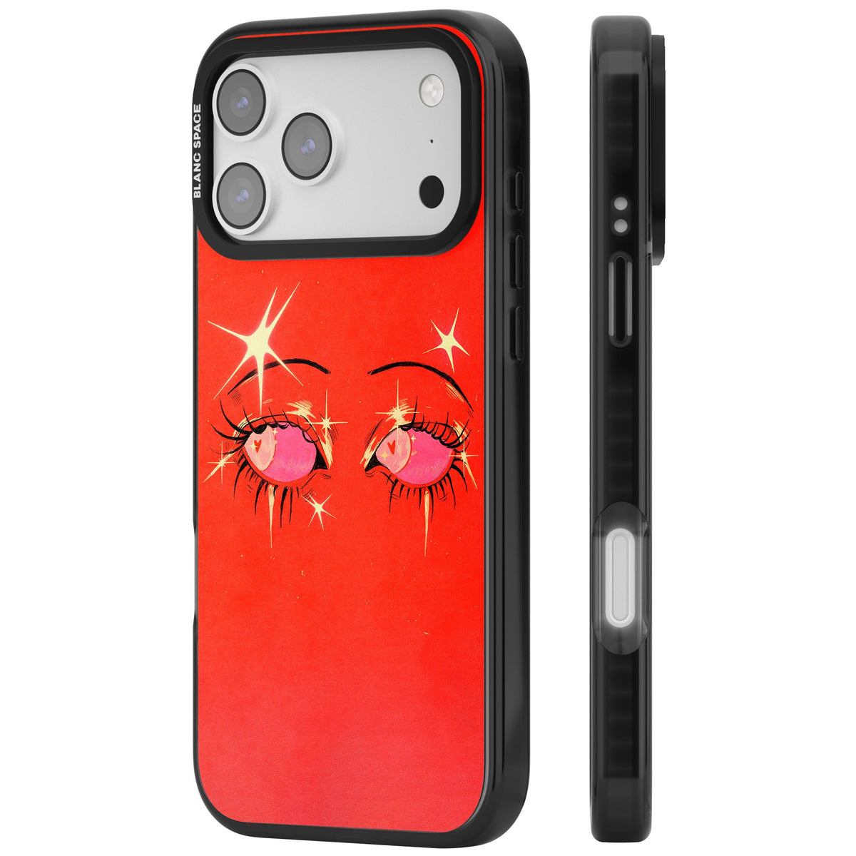 Pink Ethereal Eyes iPhone 17 Pro Max Impact Black Phone Case side
