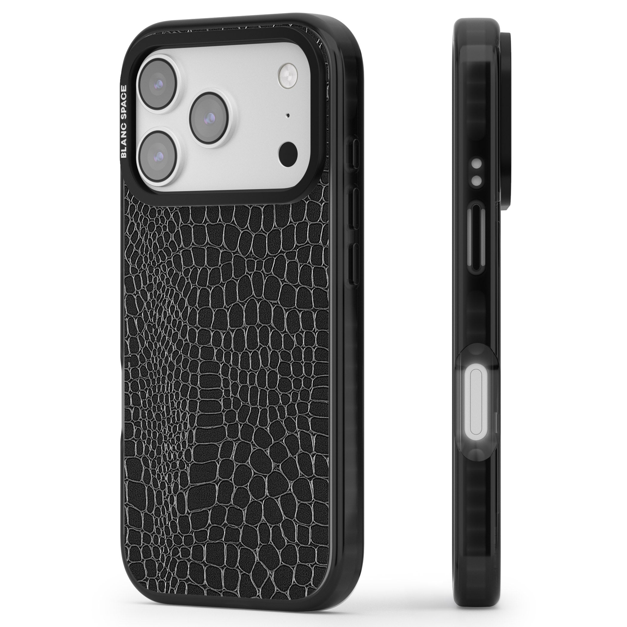 Black Snakeskin iPhone 17 Pro Max Impact Black Phone Case Side Profile