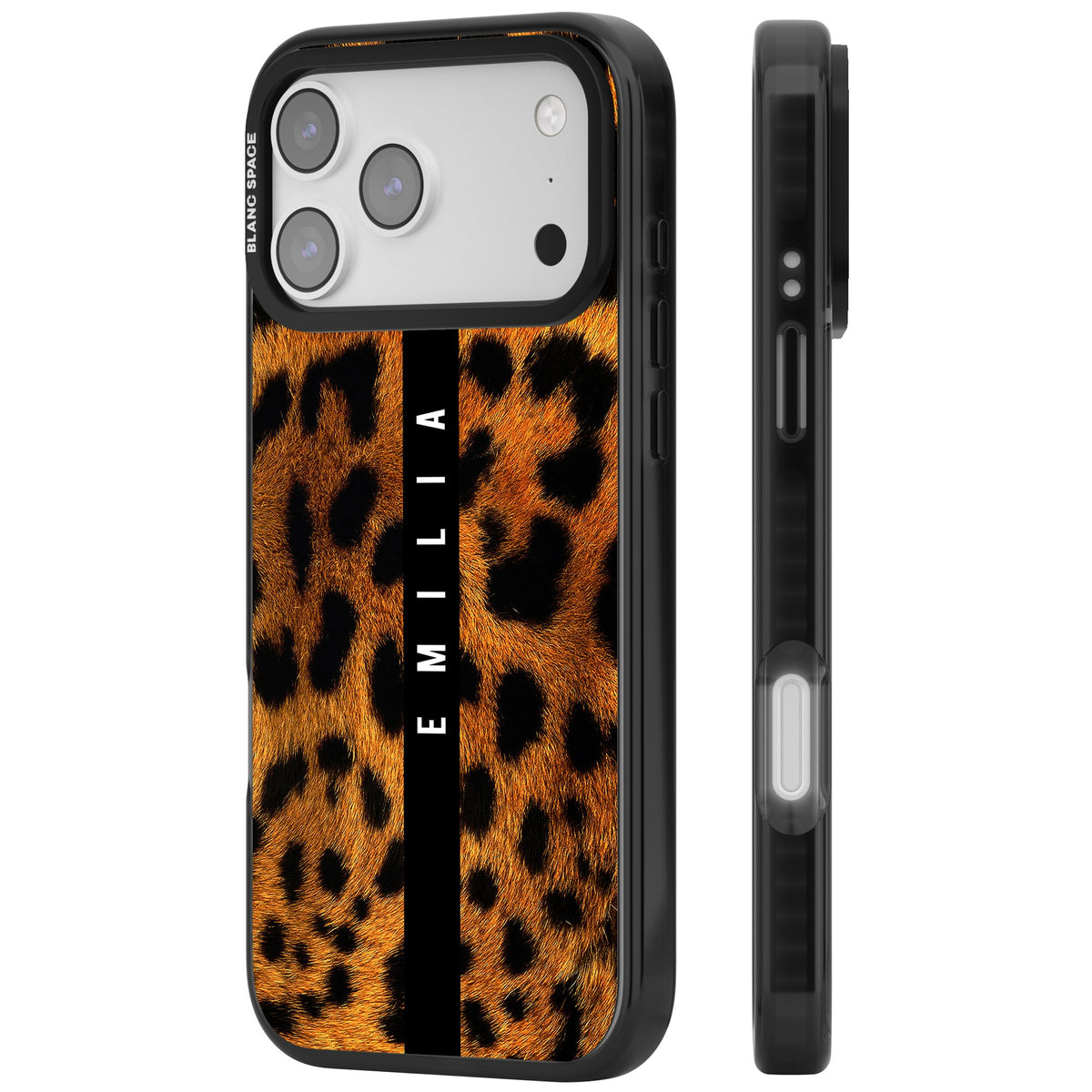 Leopard Print iPhone 17 Pro Max Impact Black Phone Case side