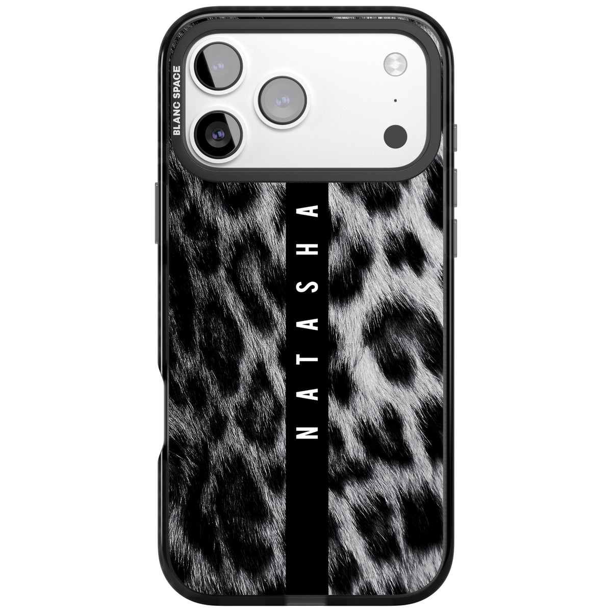 Snow Leopard iPhone 17 Pro Max Impact Black Phone Case front