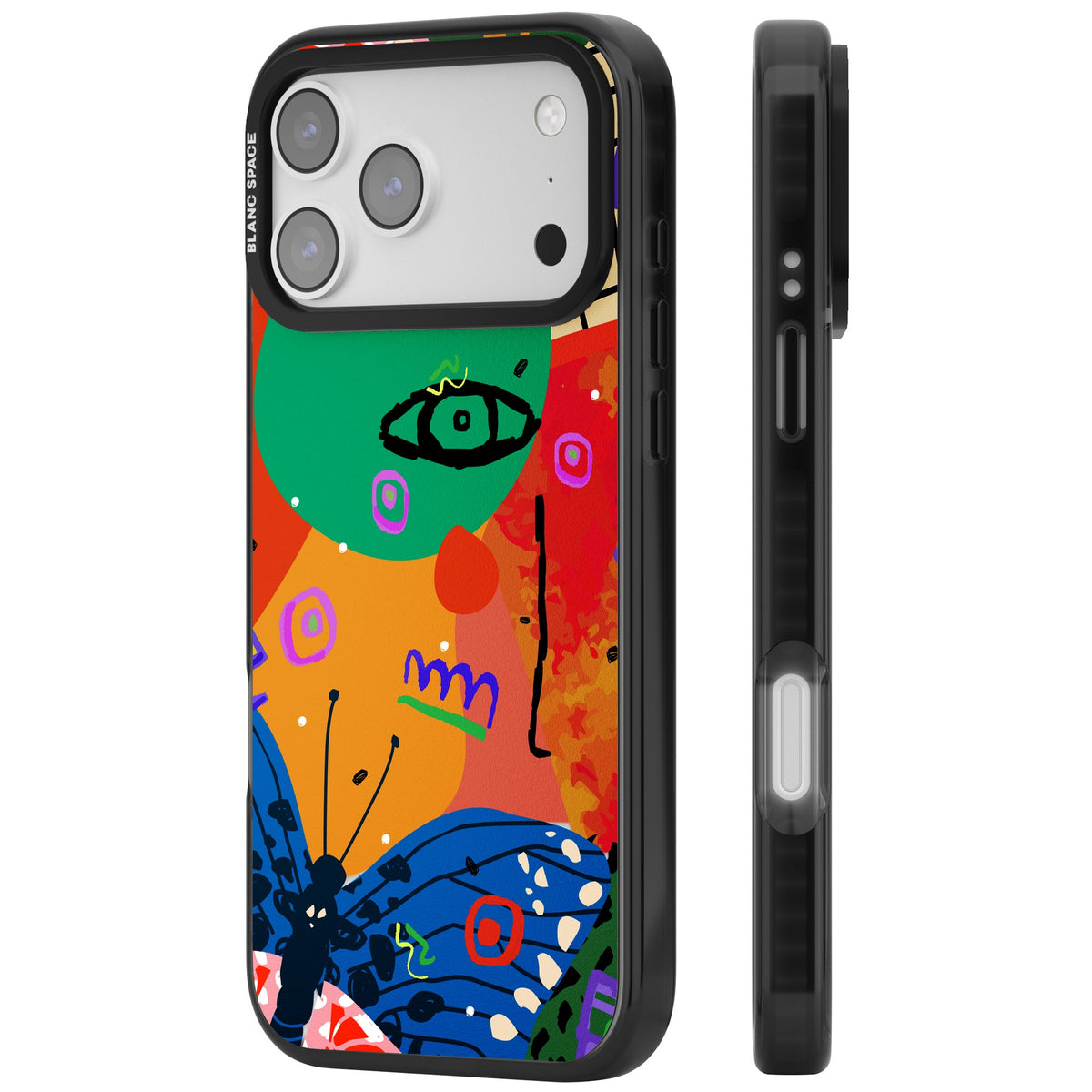 Abstract Butterfly iPhone 17 Pro Max Impact Black Phone Case side