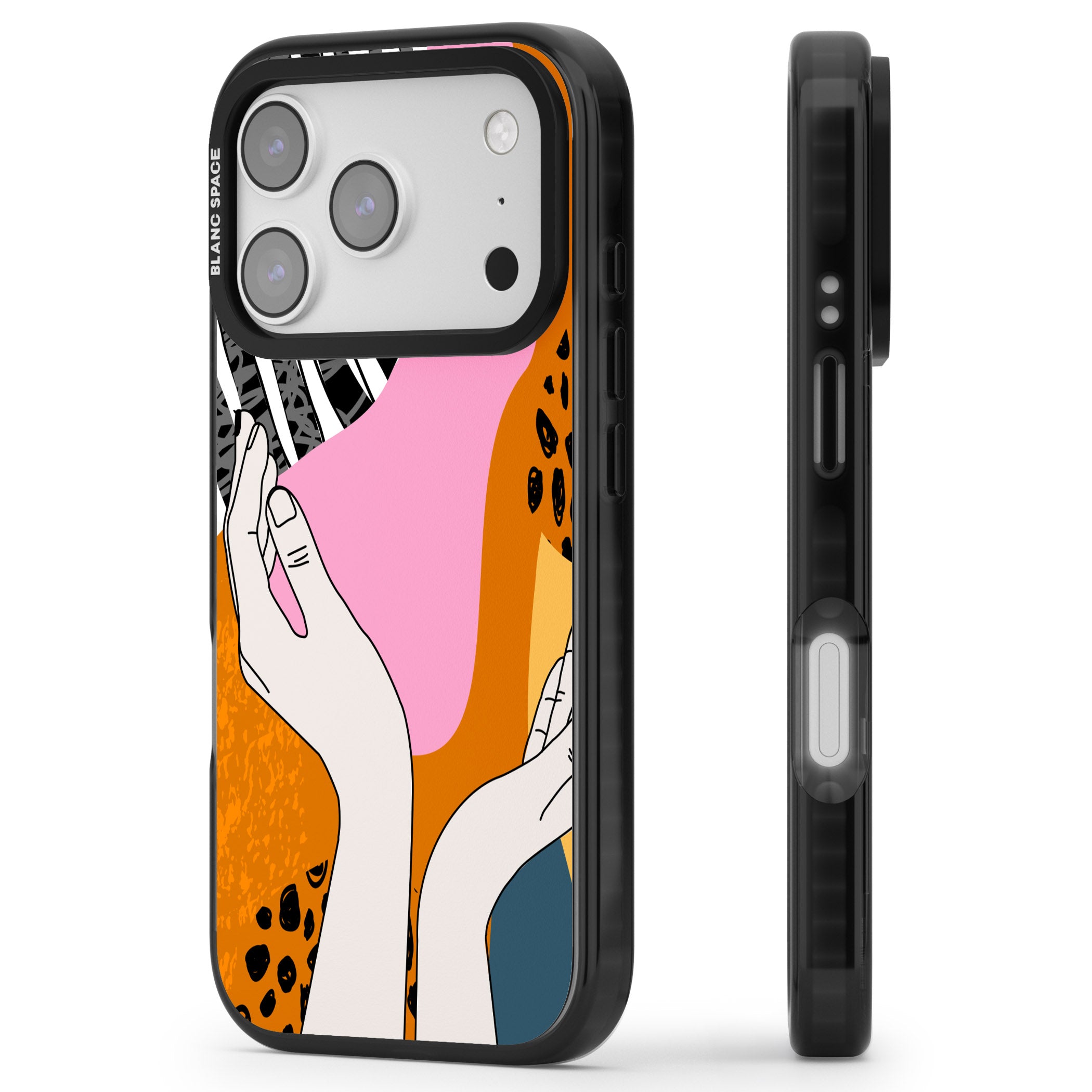 Abstract Vibes iPhone 17 Pro Impact Black Phone Case Side Profile