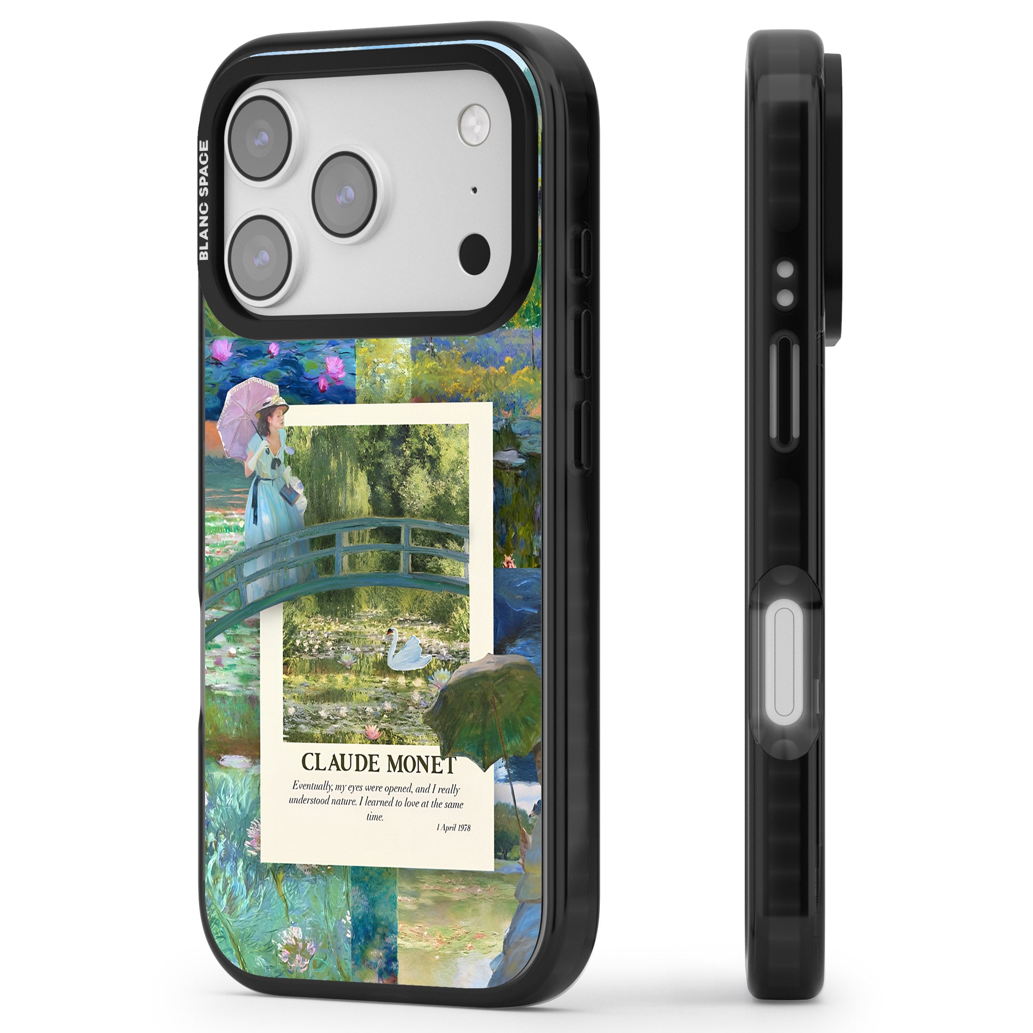 Monet Gardens iPhone 17 Pro Impact Black Phone Case Side Profile