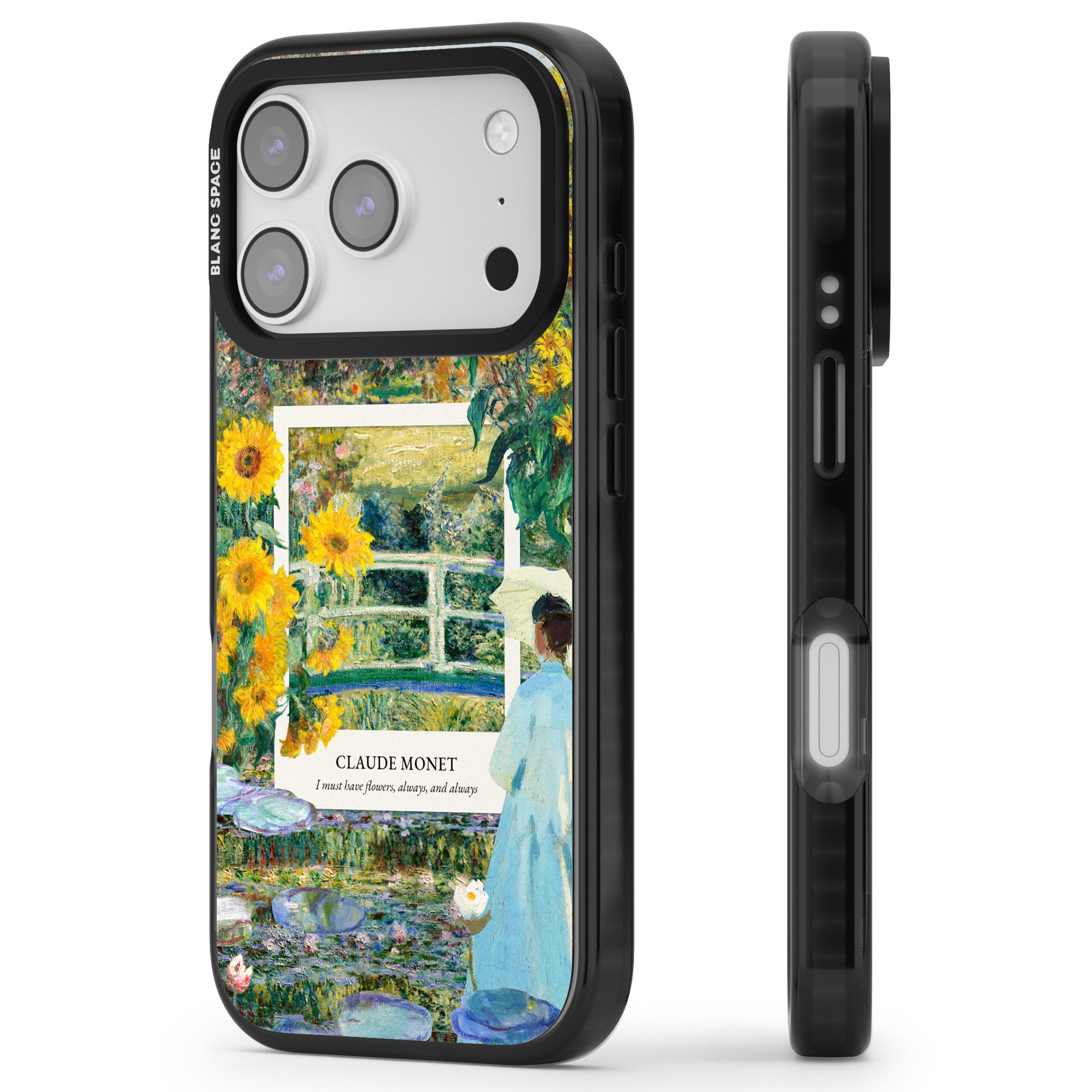 Monet Garden Bridge iPhone 17 Pro Impact Black Phone Case Side Profile