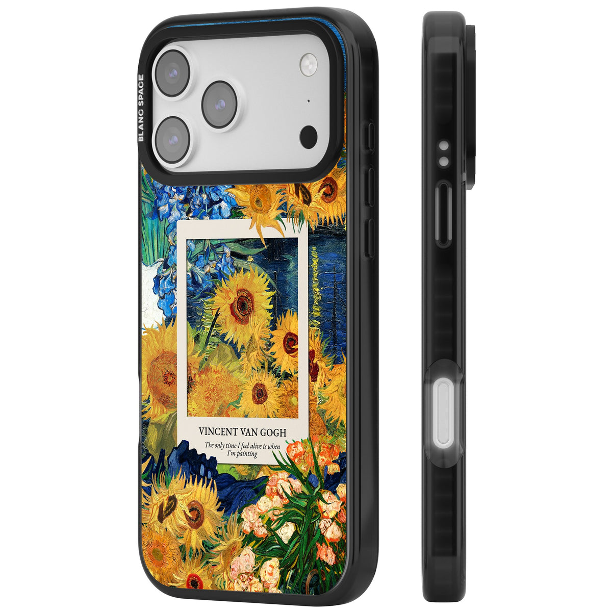 Van Gogh Sunflowers iPhone 17 Pro Max Impact Black Phone Case side